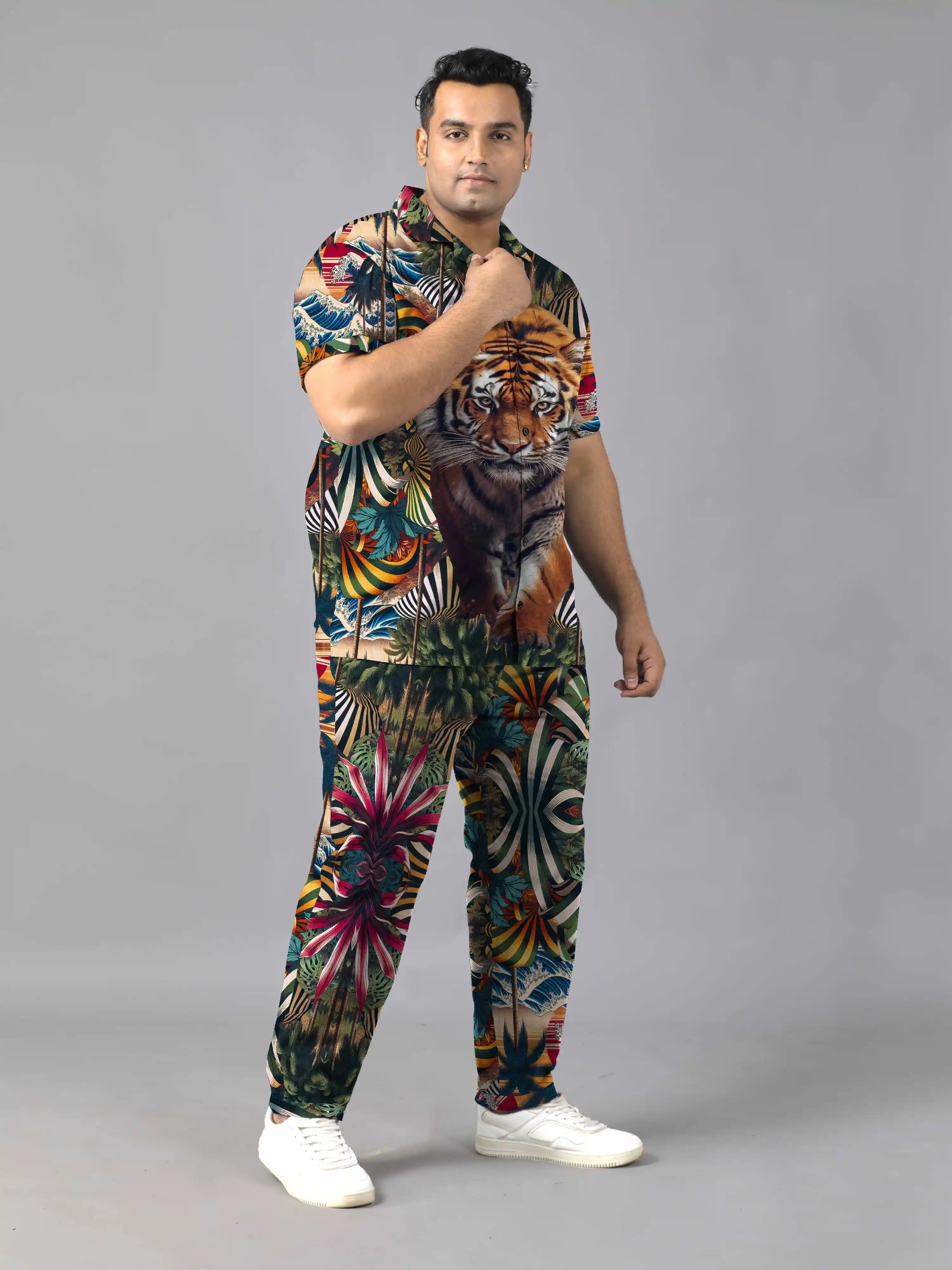 Beach Royalty Digital Printed Plus Size Men's Full Co-ord Set