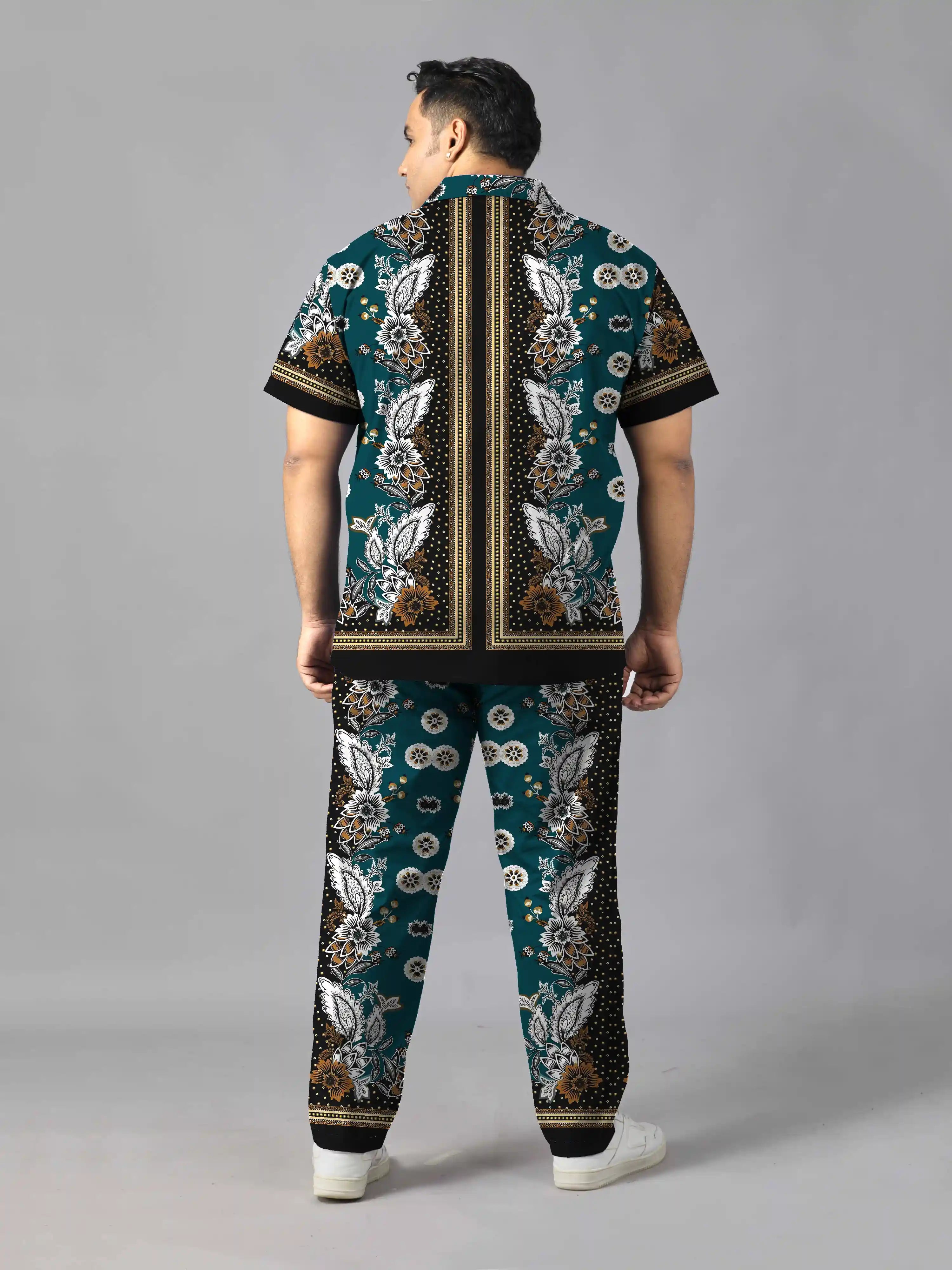 Elaborate Floral Digital Printed Plus Size Men's Full Co-ord Set