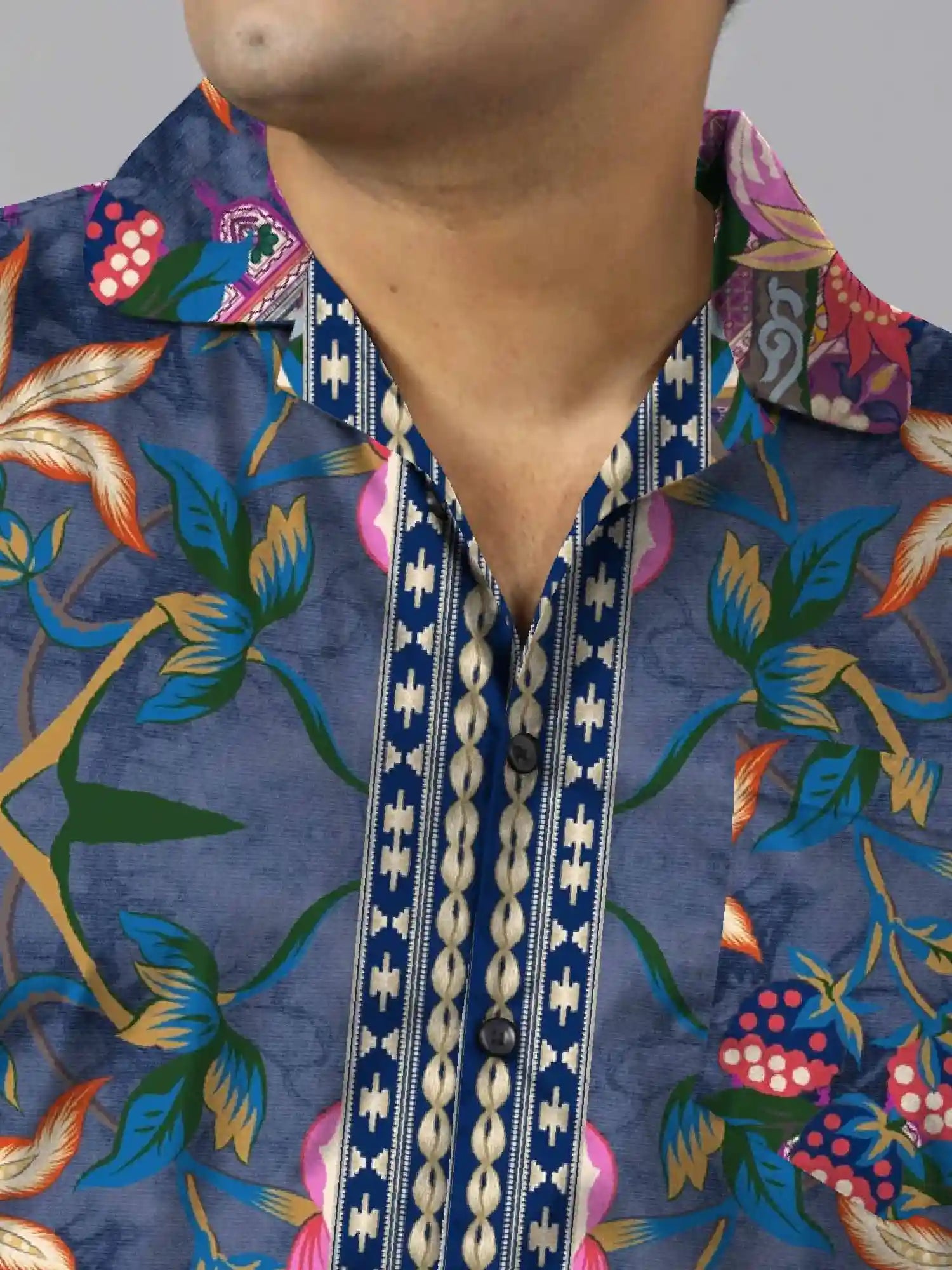 Colorful Floral Digital Printed Plus Size Men's Full Co-ord Set