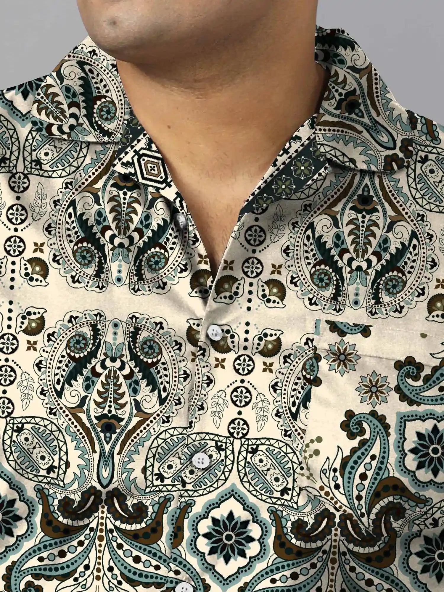 Teardrop Paisley Digital Printed Plus Size Men's Full Co-ord Set