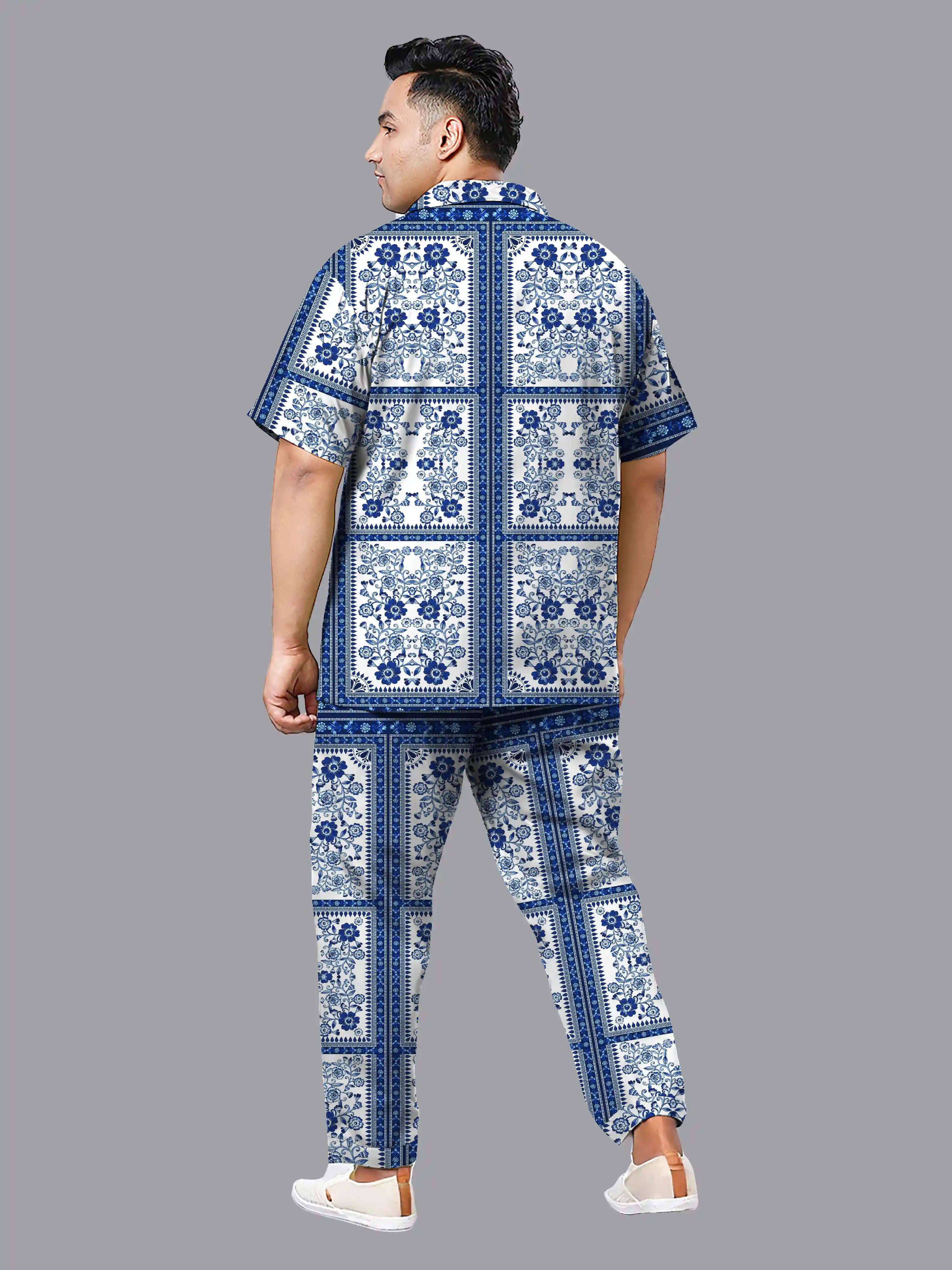 Royal Paisley Digital Printed Plus Size Men's Full Co-ord Set