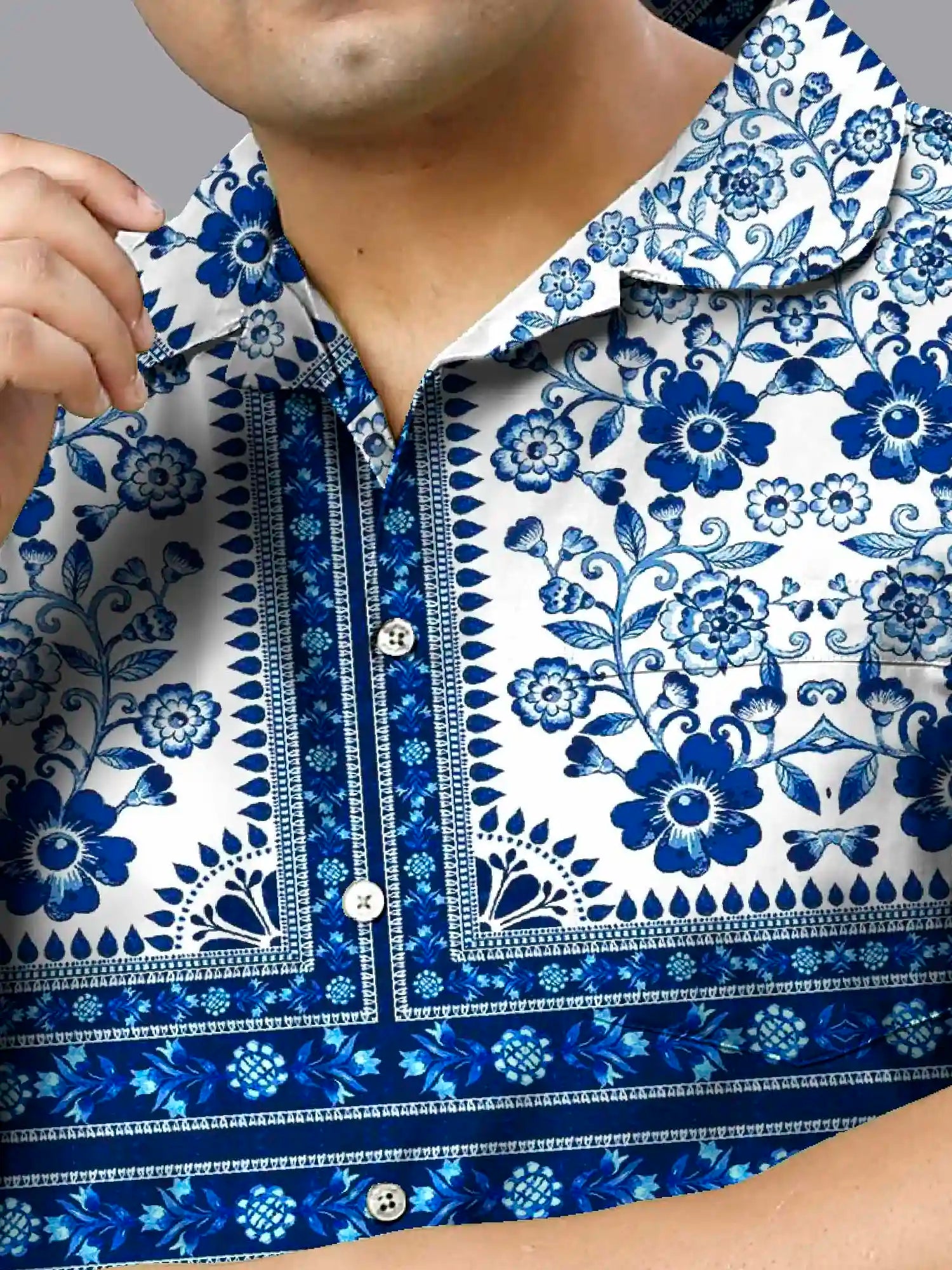 Royal Paisley Digital Printed Plus Size Men's Full Co-ord Set