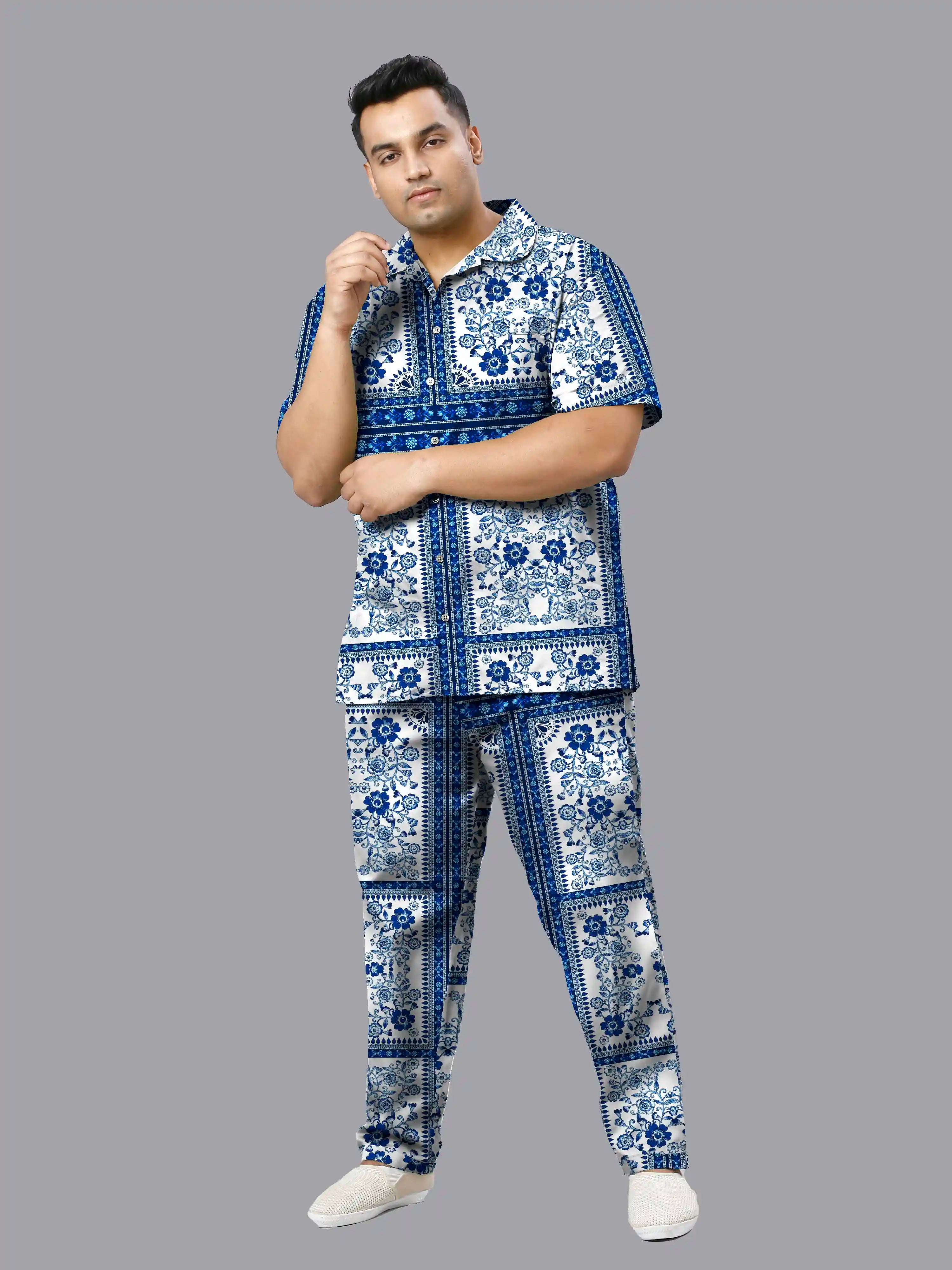 Royal Paisley Digital Printed Plus Size Men's Full Co-ord Set