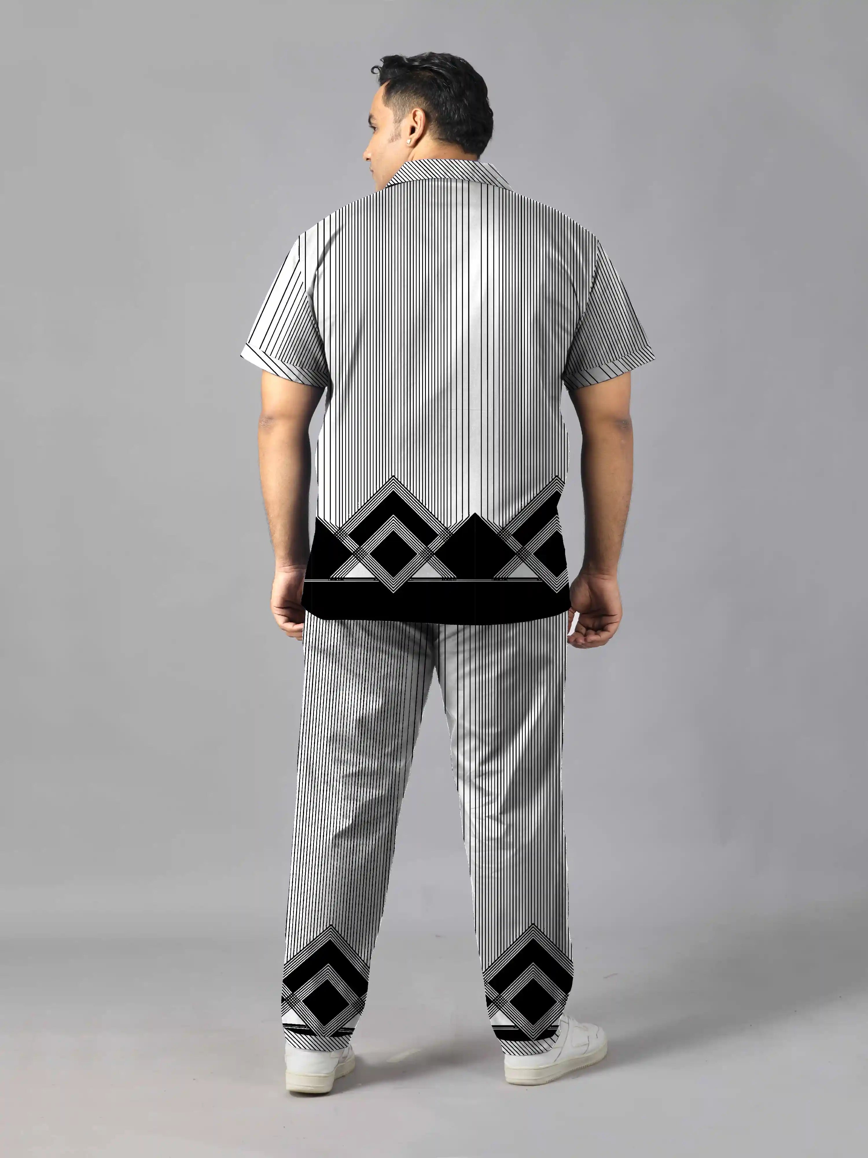 Diamond Shape Digital Printed Plus Size Men's Full Co-ord Set