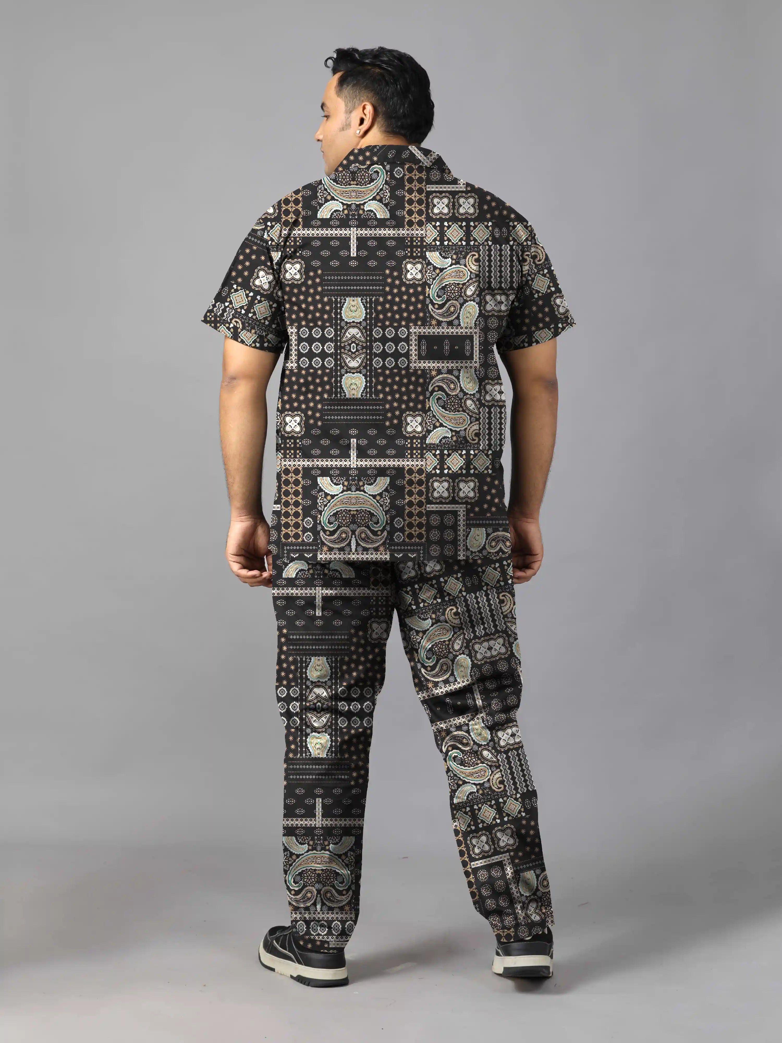 Paisley Patchwork Digital Printed Plus Size Men's Full Co-Ord Set
