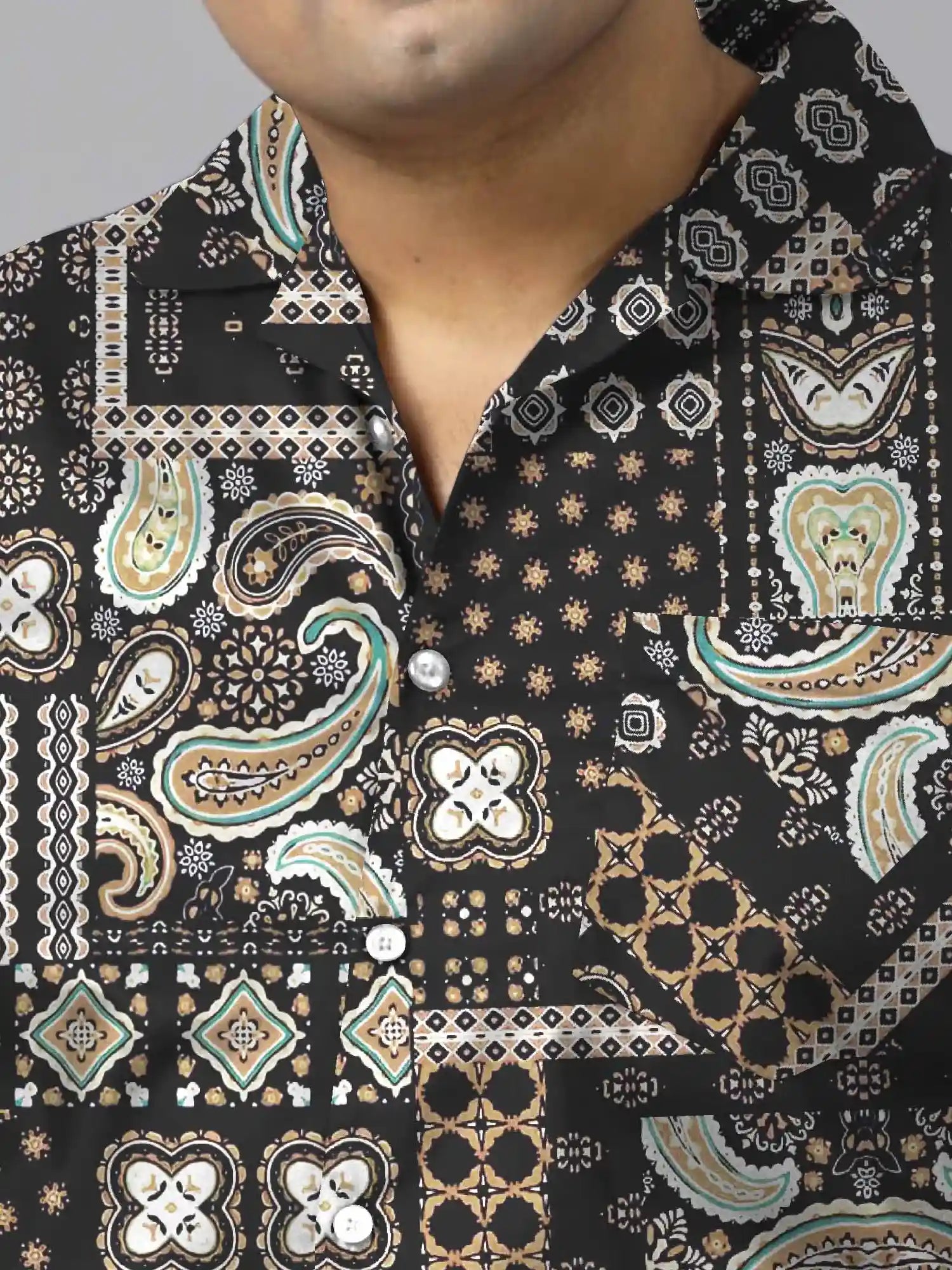 Paisley Patchwork Digital Printed Plus Size Men's Full Co-Ord Set