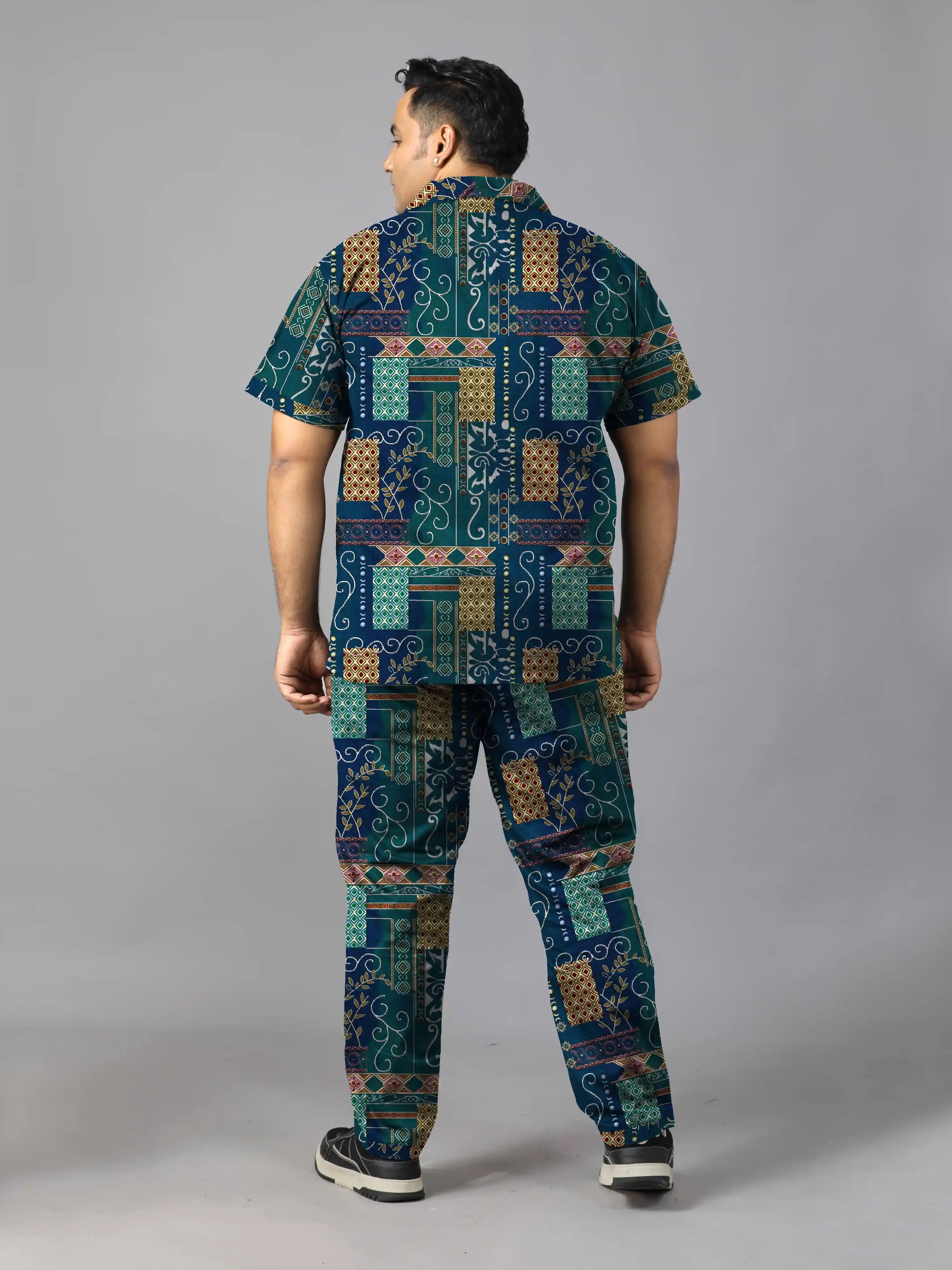 Sambalpuri Styles Digital Printed Plus Size Men's Full Co-Ord Set