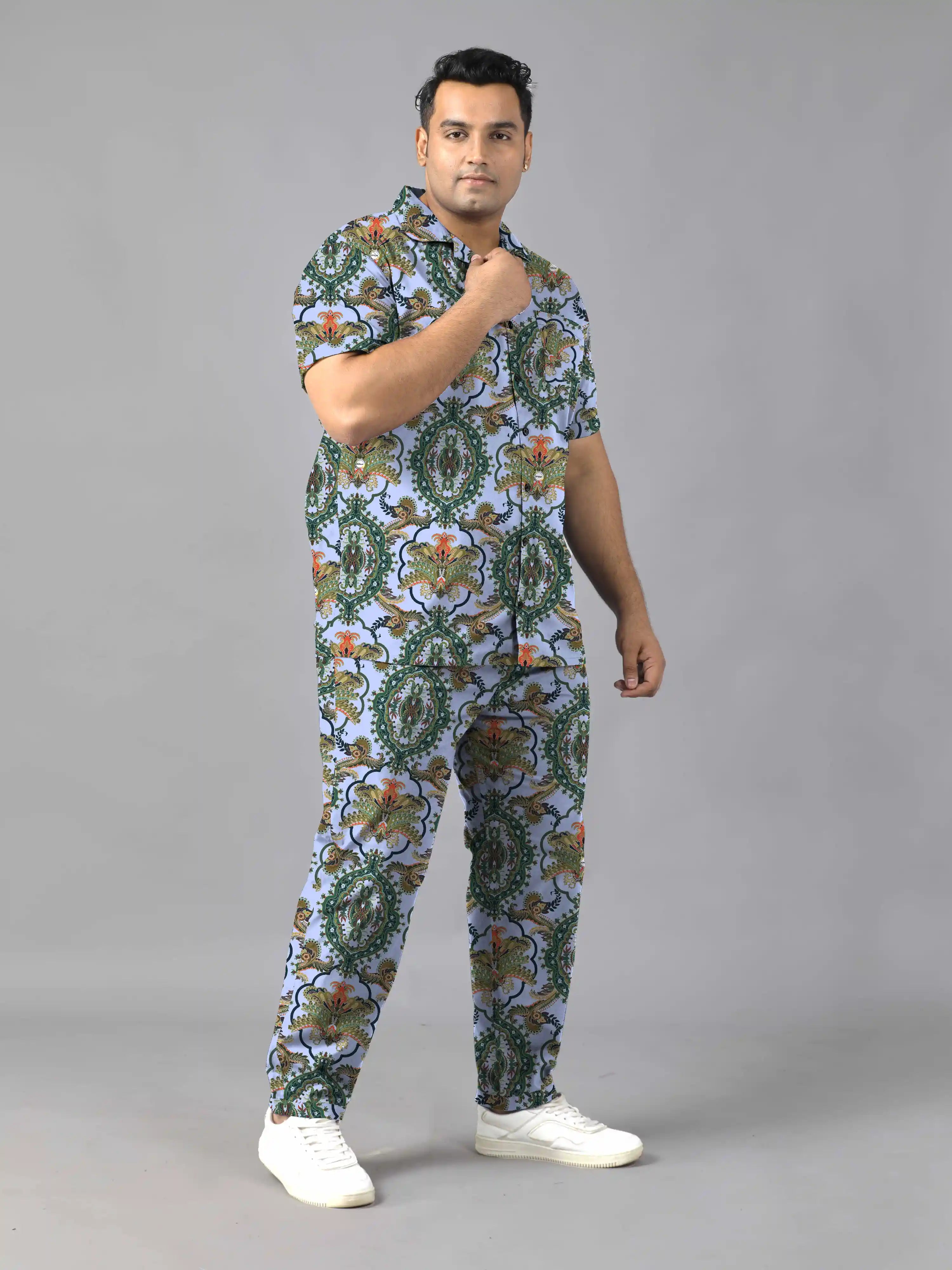 Victorian Chinoiserie Digital Printed Plus Size Men's Full Co-Ord Set