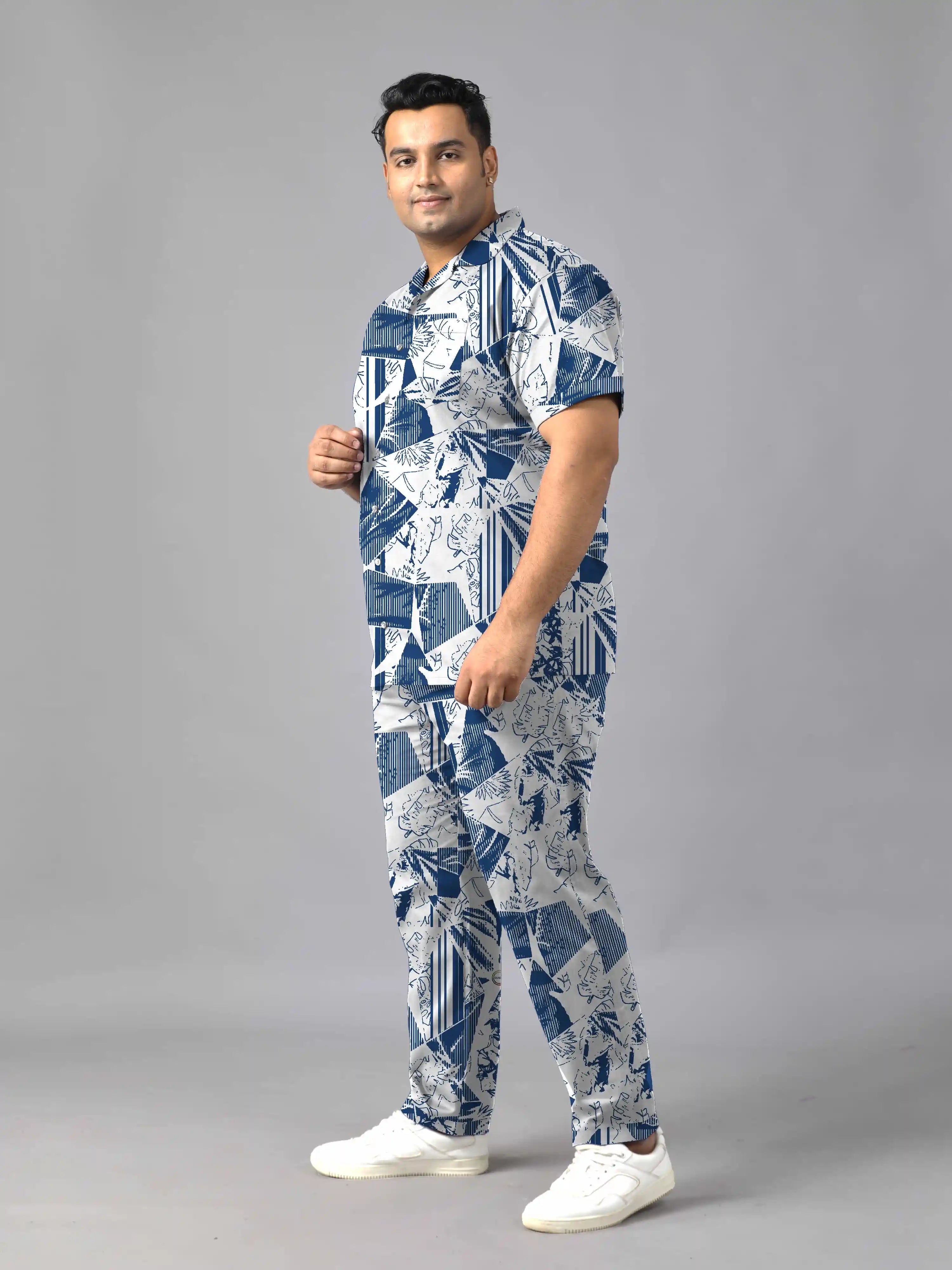 American Motifs Digital Printed Plus Size Men's Full Co-Ord Set