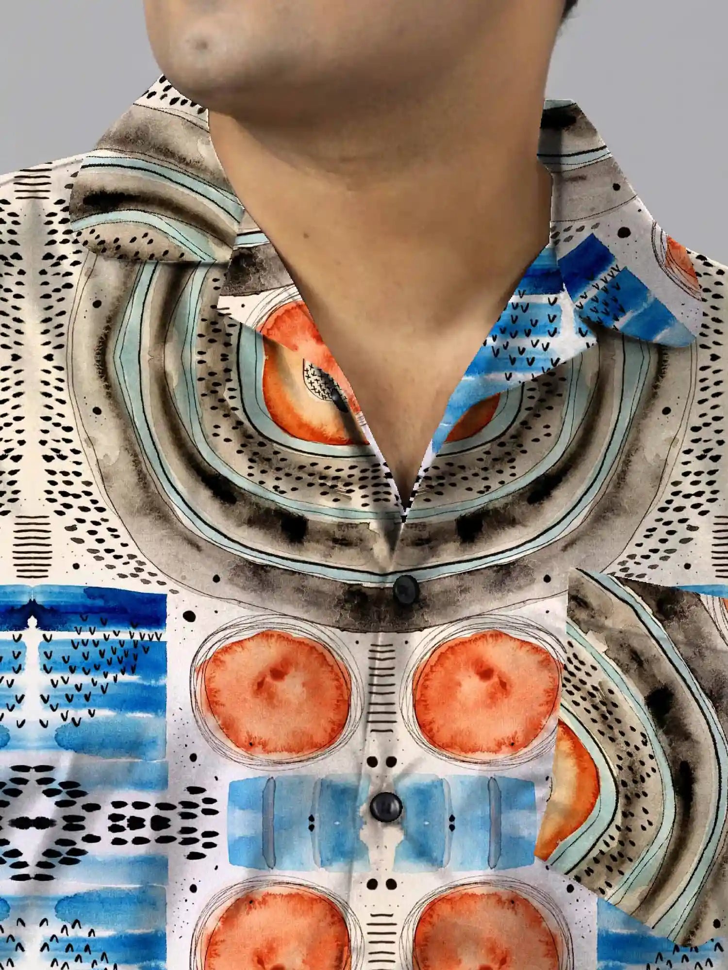 Modern Art Digital Printed Plus Size Men's Full Co-Ord Set