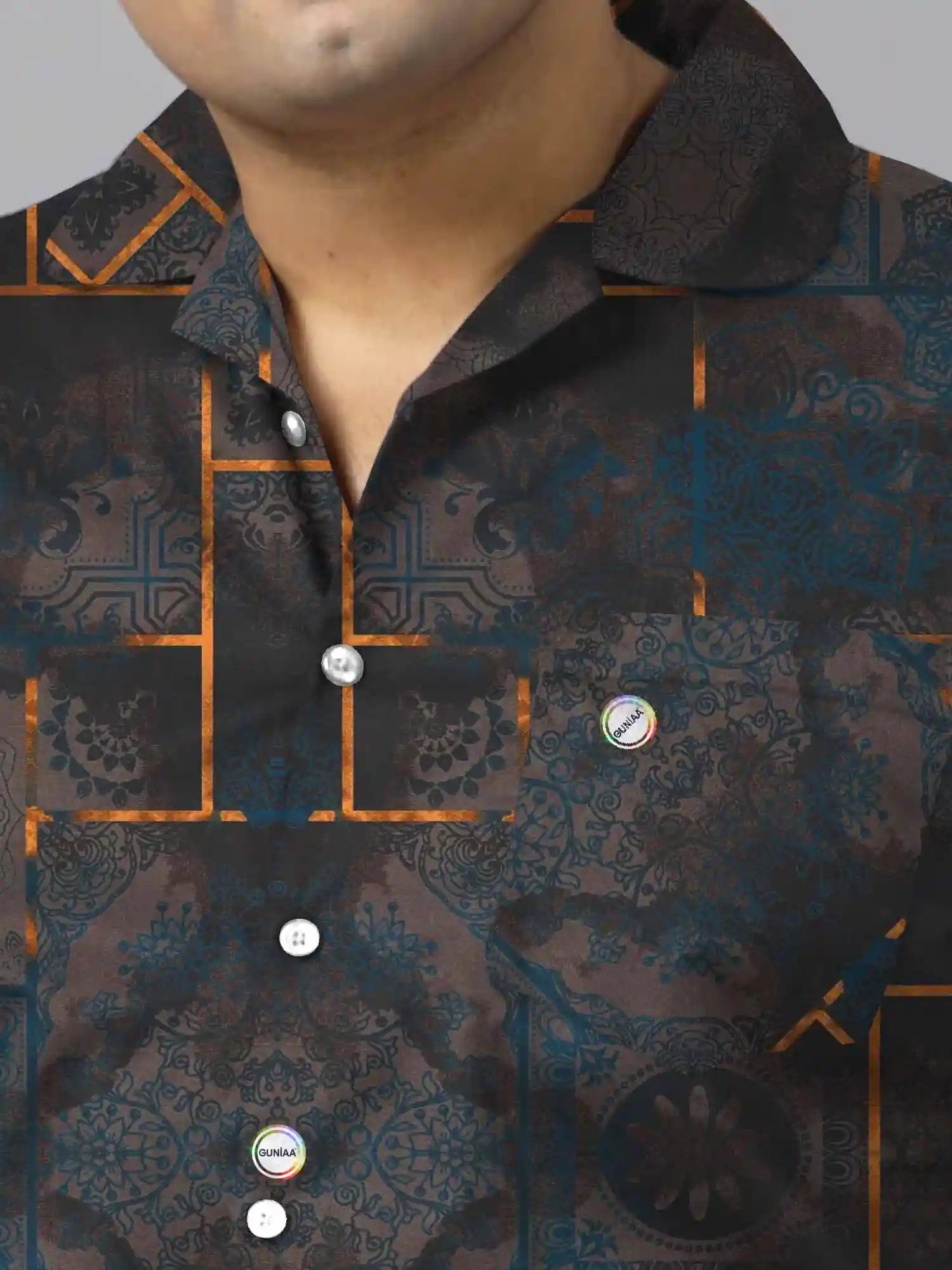 Distressed Pattern Digital Printed Plus Size Men's Full Co-Ord Set