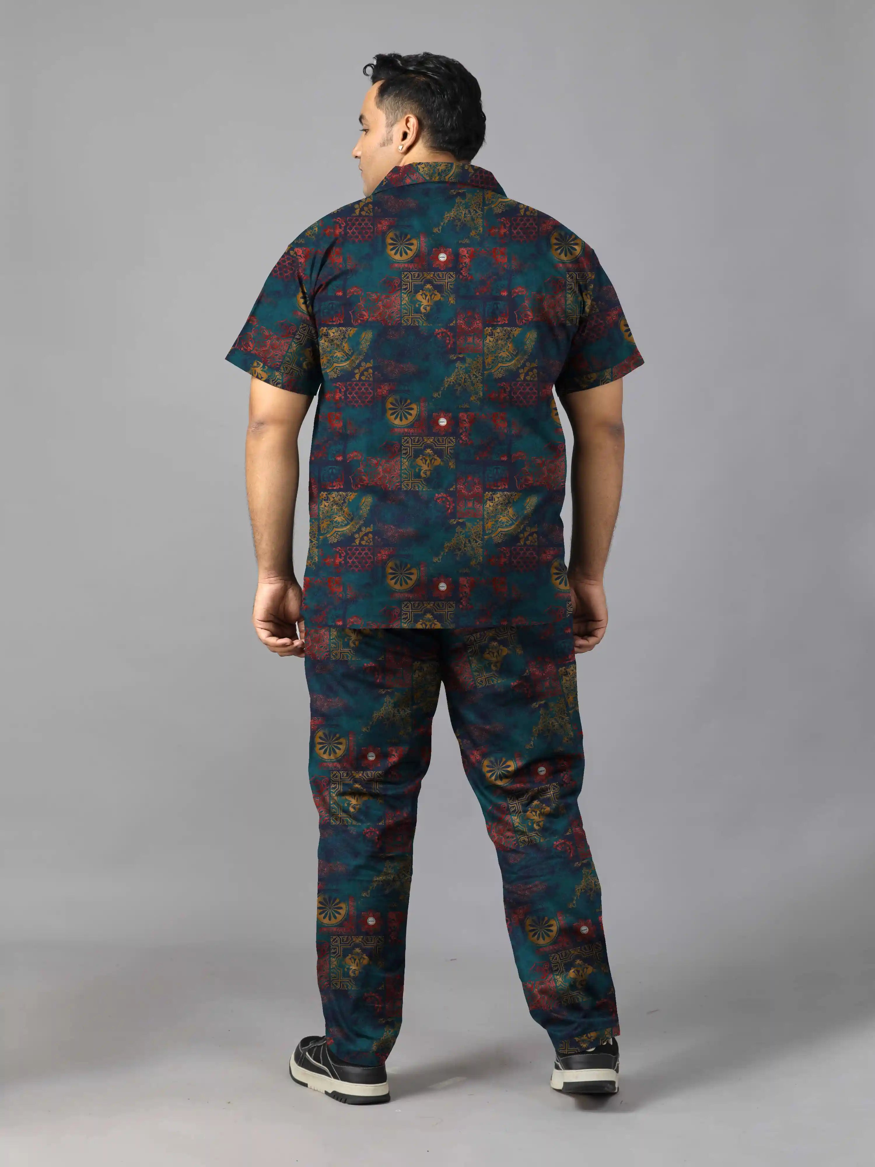 Mandala Pattern Digital Printed Plus Size Men's Full Co-Ord Set