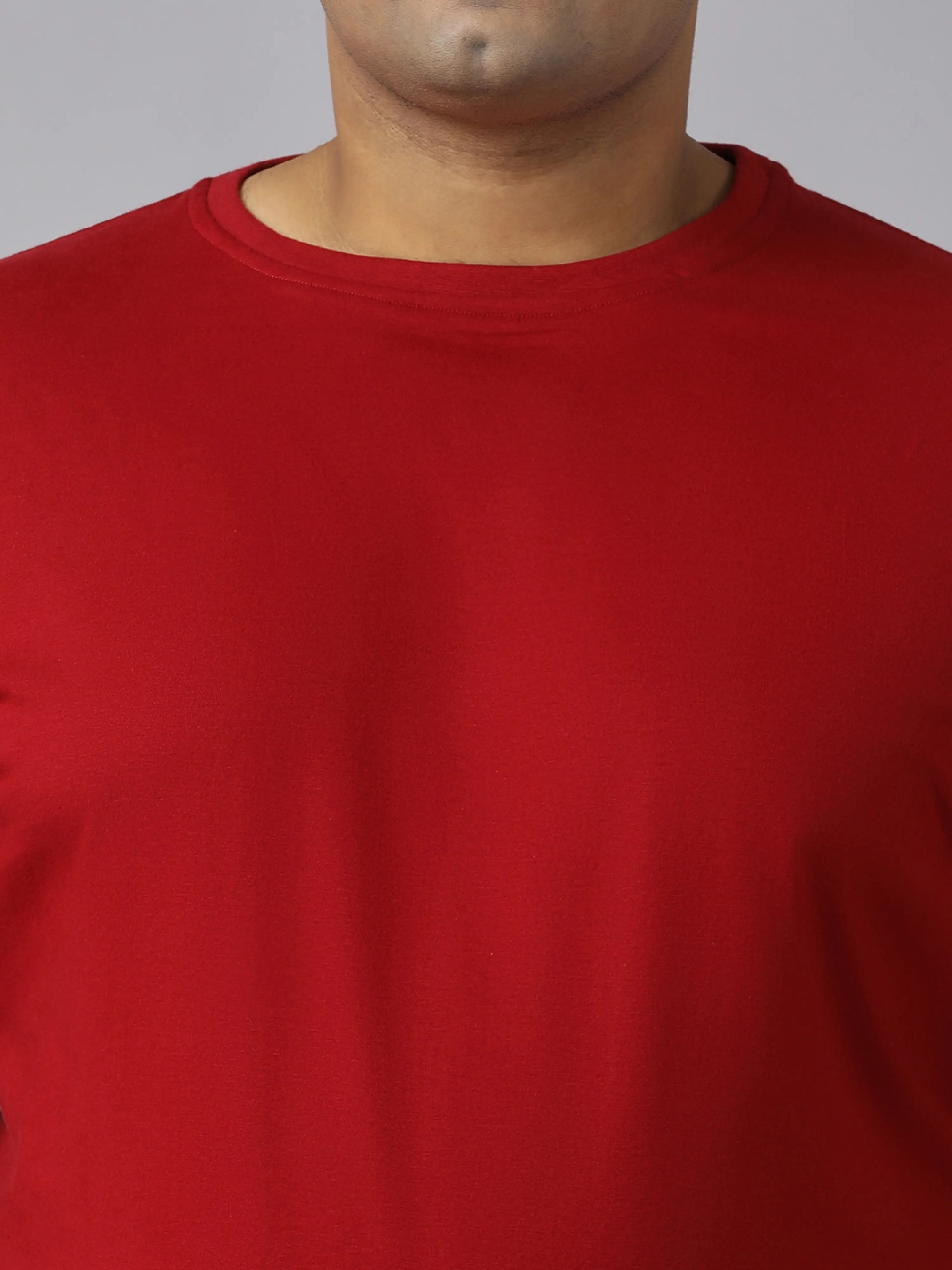 Red Solid Knits Plus Size Men’s Full Co-ord Set