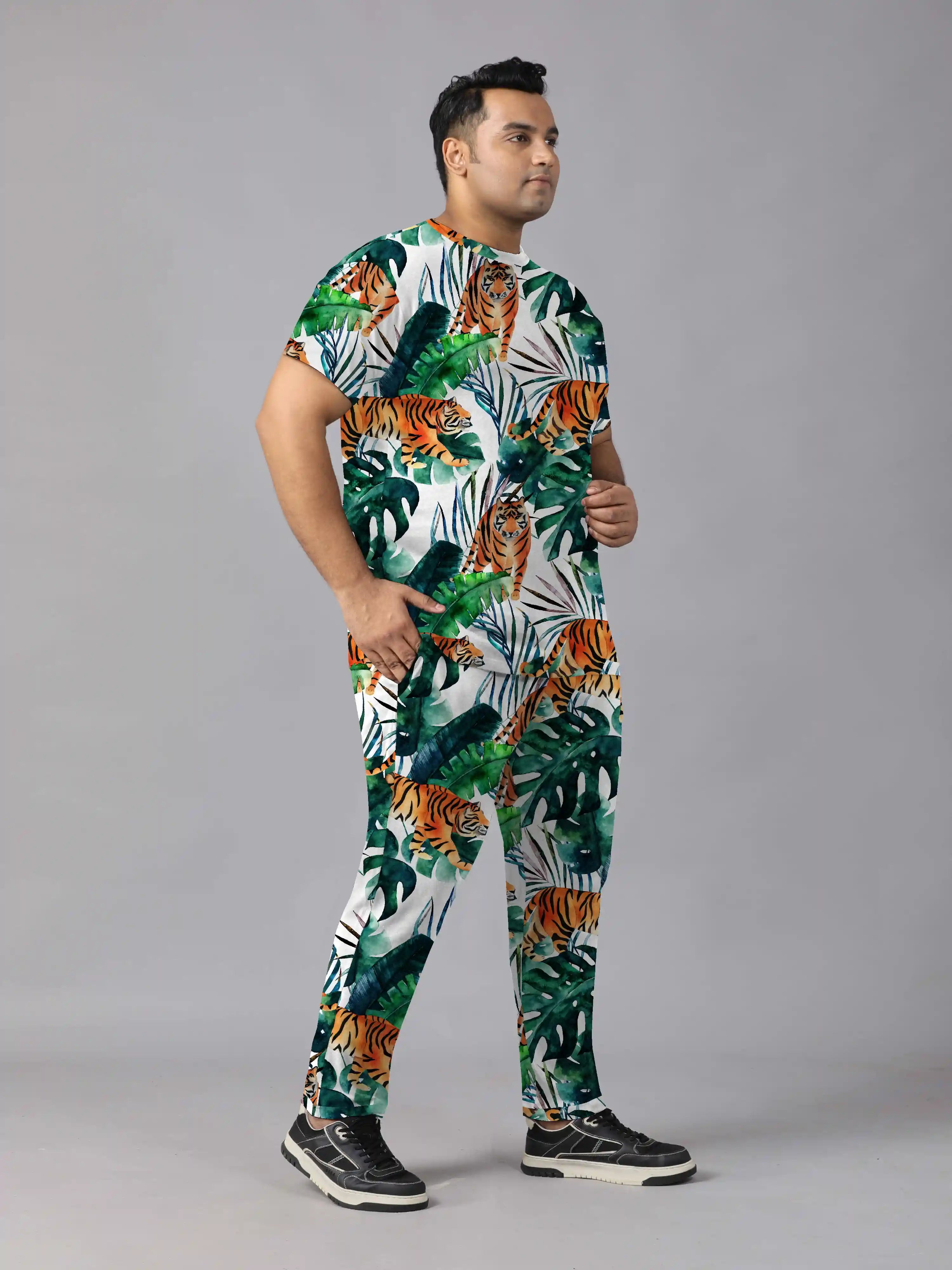 Multiple Tigers Digital Printed Knits Plus Size Men’s Full Co-ord Set