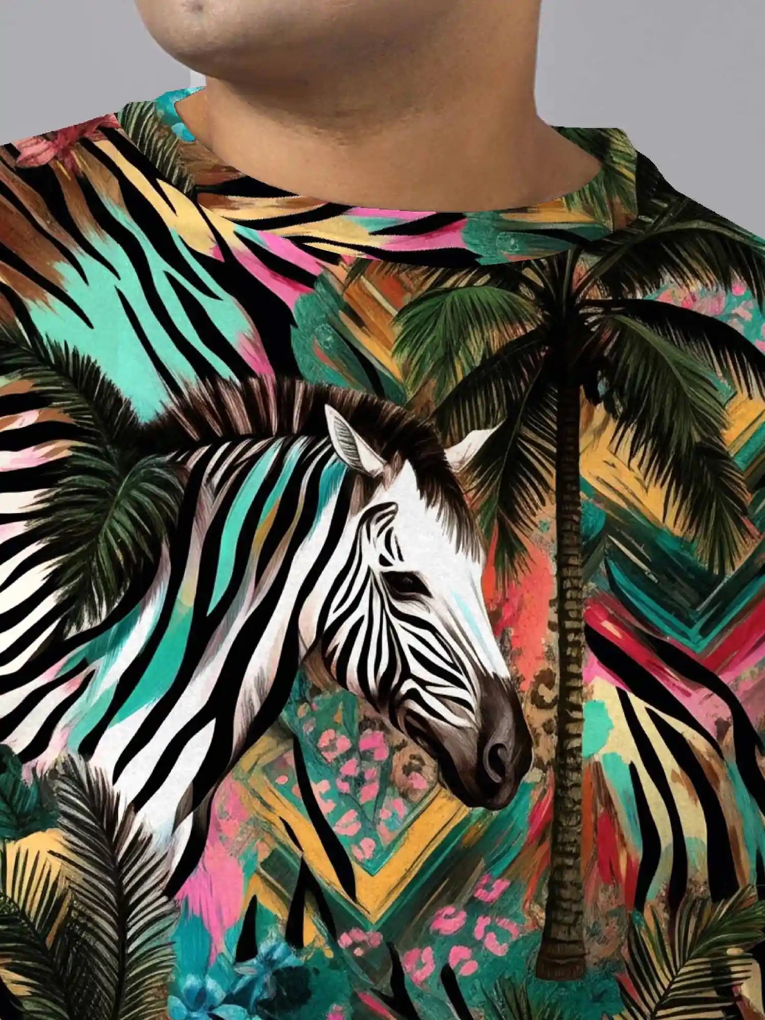 Zebra's Head Digital Printed Knits Plus Size Men’s Full Co-ord Set