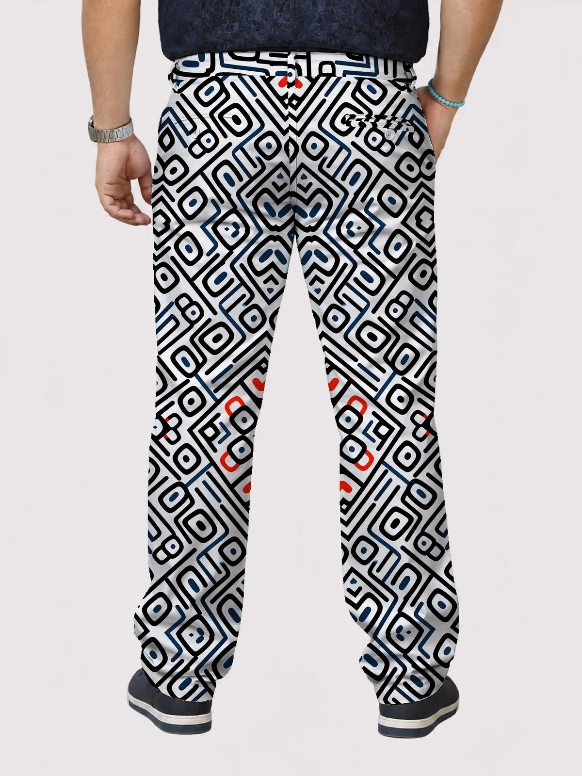 Urban Geometry Digital Printed Twill Lycra Men's Plus Size Full Pant.