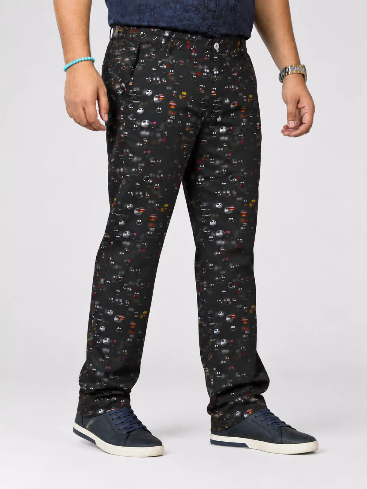 Emoji Night Digital Printed Twill Lycra Men's Plus Size Full Pant