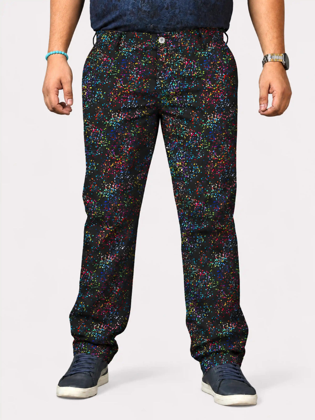 Rainbow Dust Digital Printed Twill Lycra Men's Plus Size Full Pant