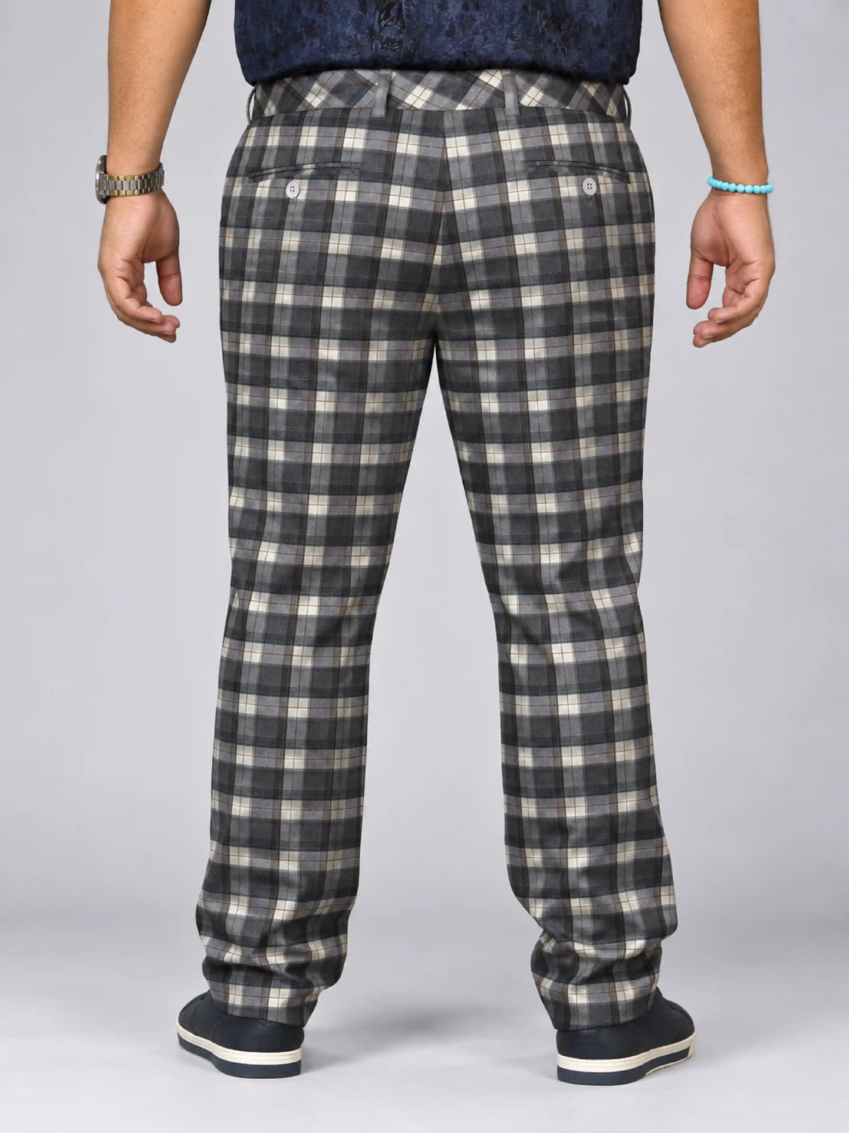 Rust Check Digital Printed Twill Lycra Men's Plus Size Full Pant