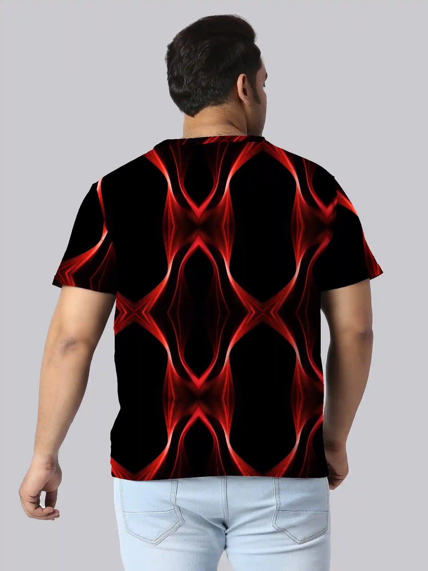 Abstract Black Curves Digital Printed Plus Size T-shirt
