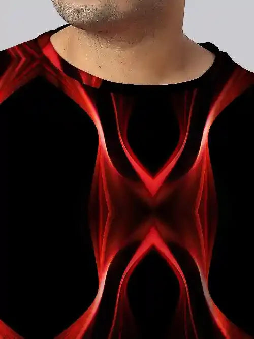 Abstract Black Curves Digital Printed Plus Size T-shirt - Guniaa Fashions