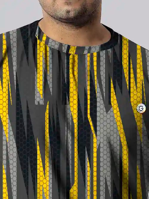 Abstract Ggeometric Digital Printed Plus Size T-shirt
