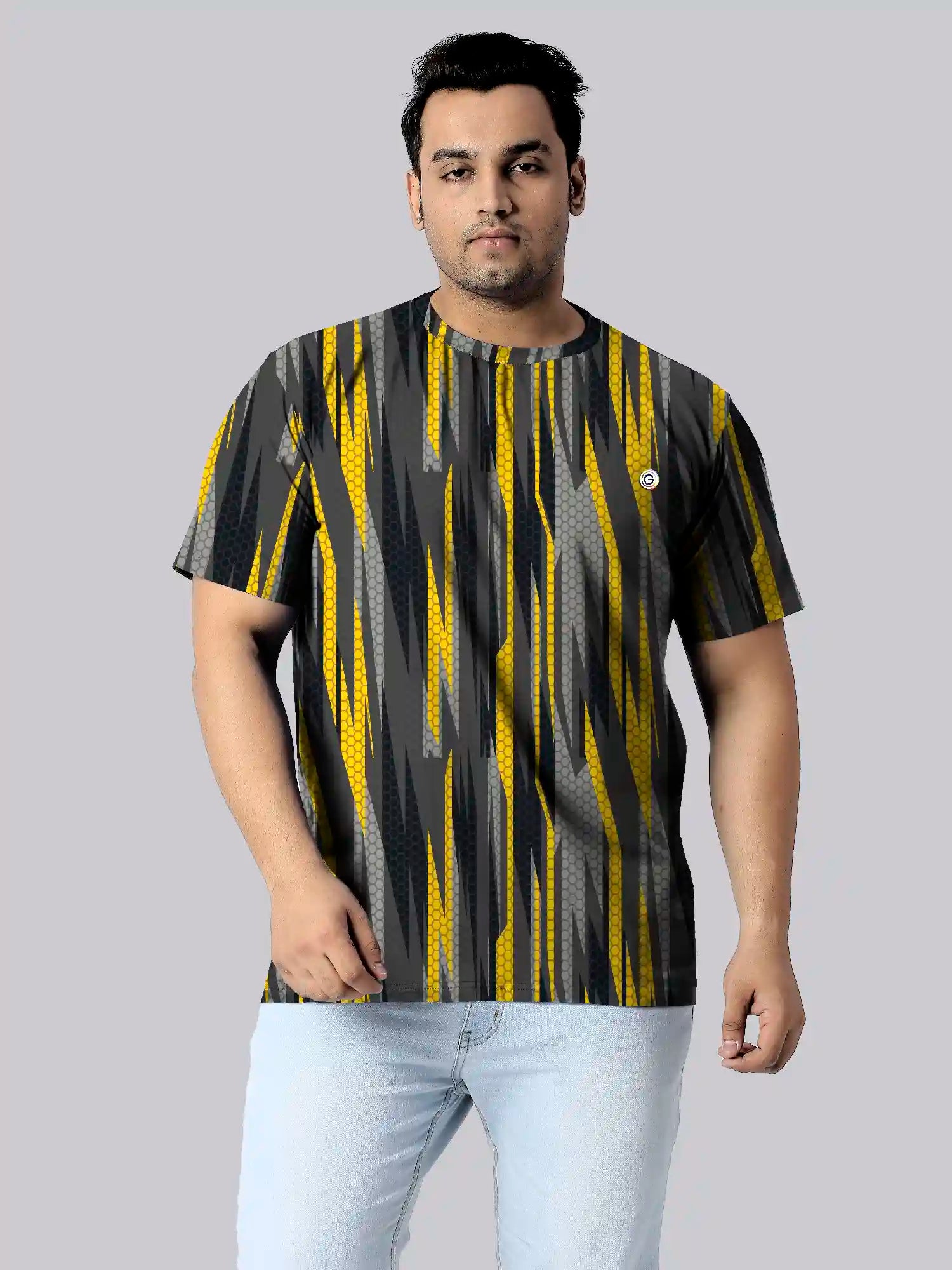 Abstract Ggeometric Digital Printed Plus Size T-shirt