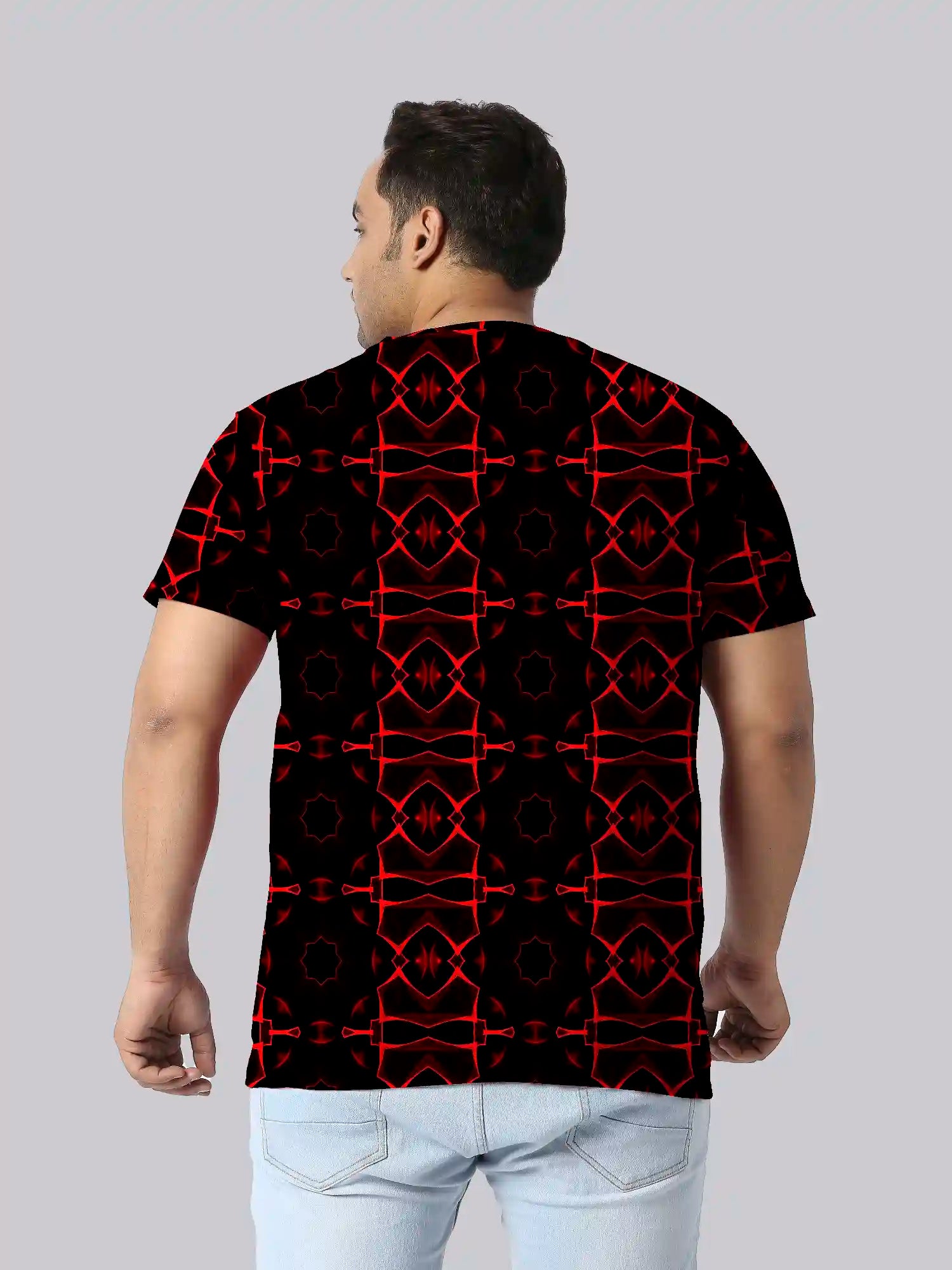 Abstract Red Digital Printed Plus Size T-shirt