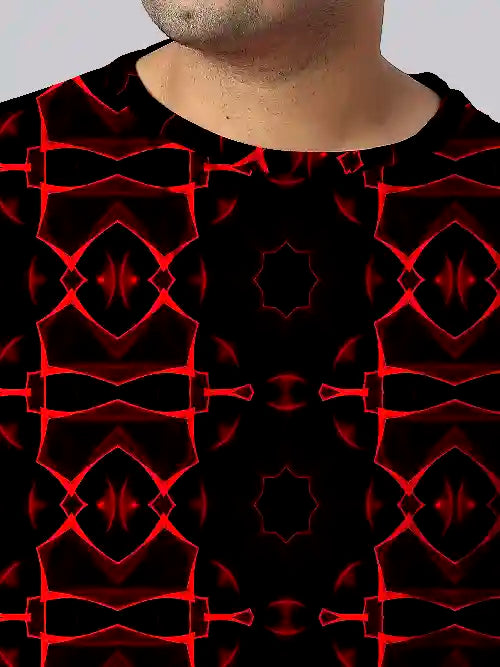Abstract Red Digital Printed Plus Size T-shirt