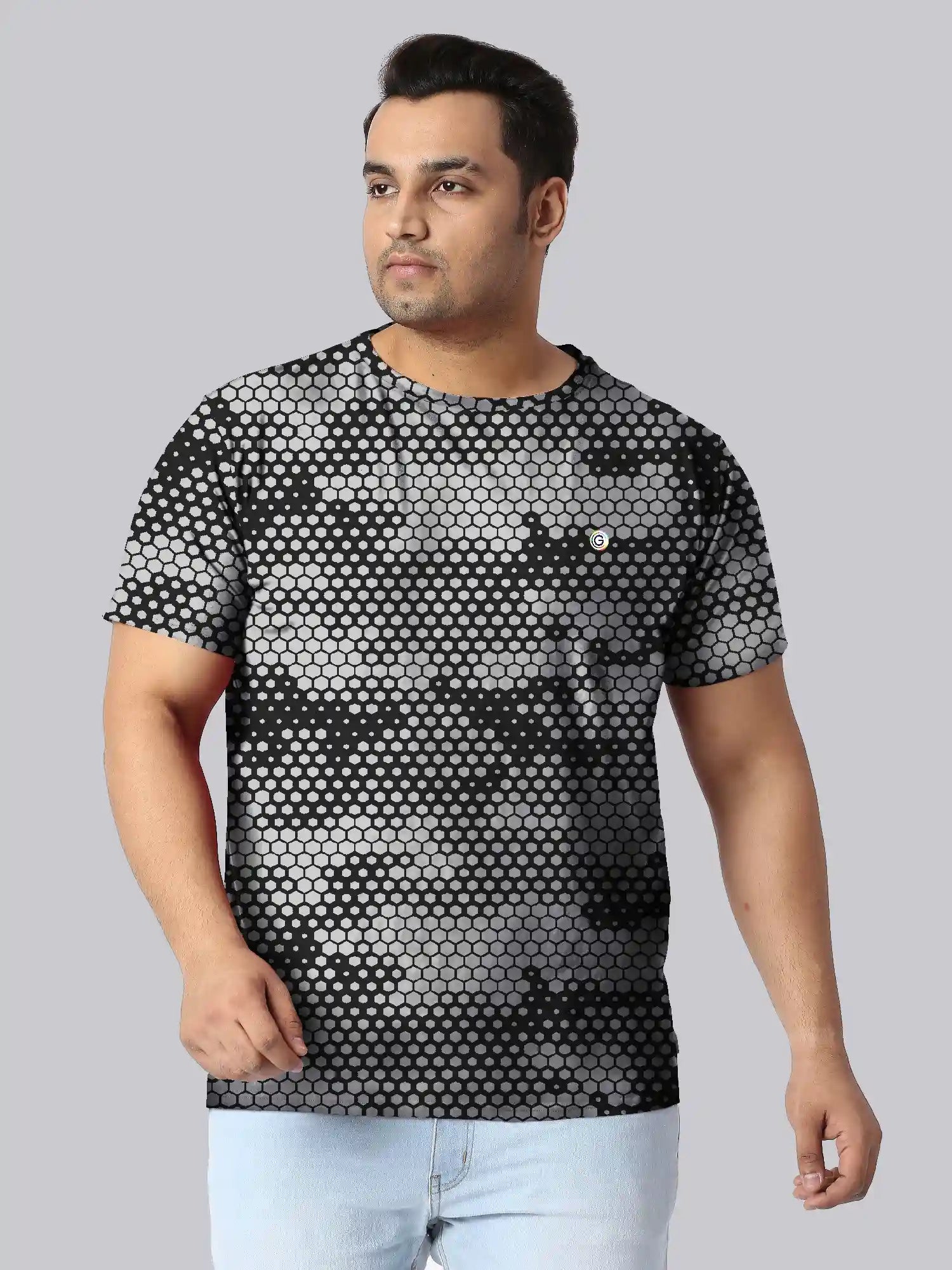 Camouflage Grey Digital Printed Plus Size T-shirt
