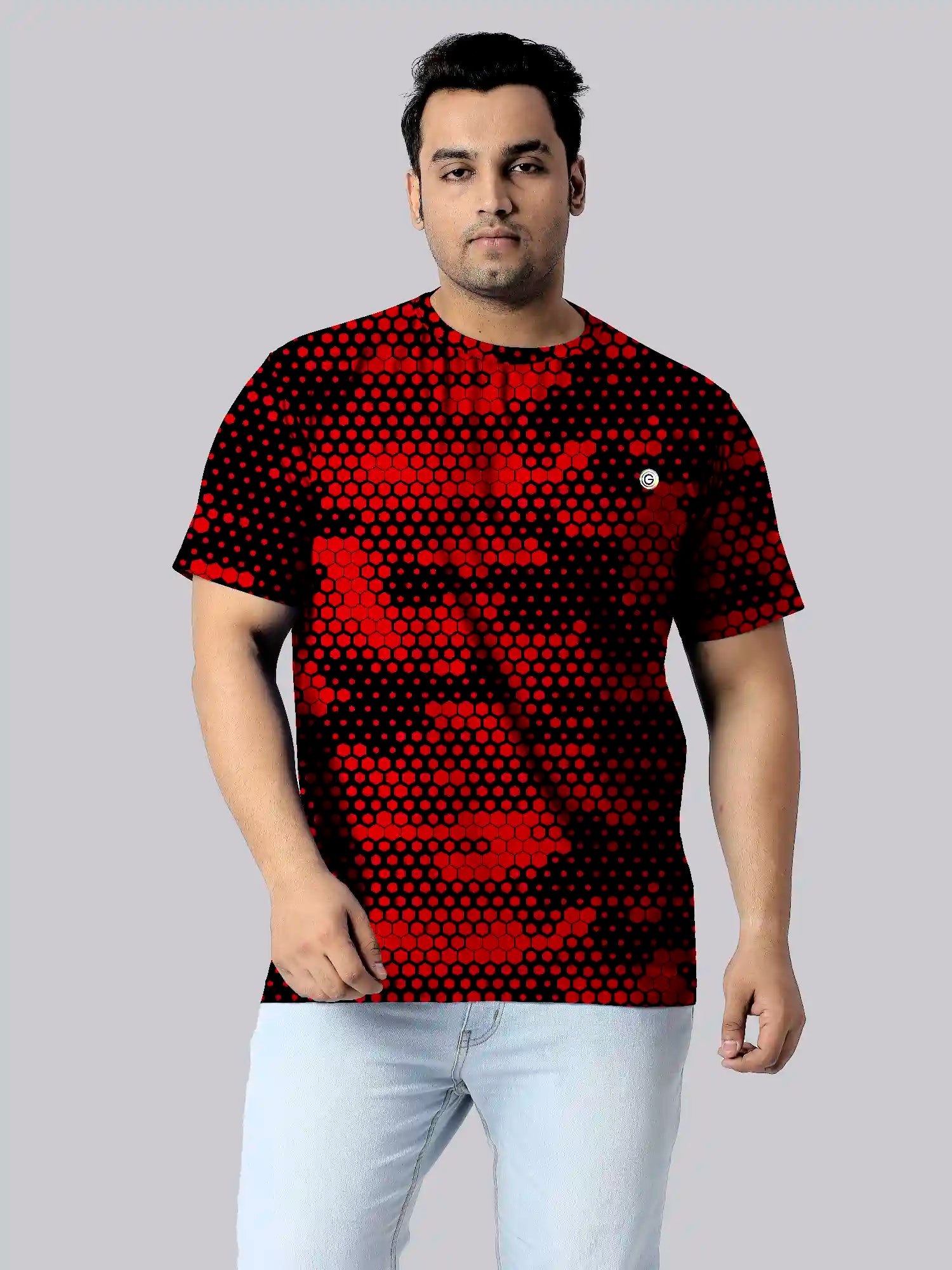 Camouflage Red Digital Printed Plus Size T-shirt