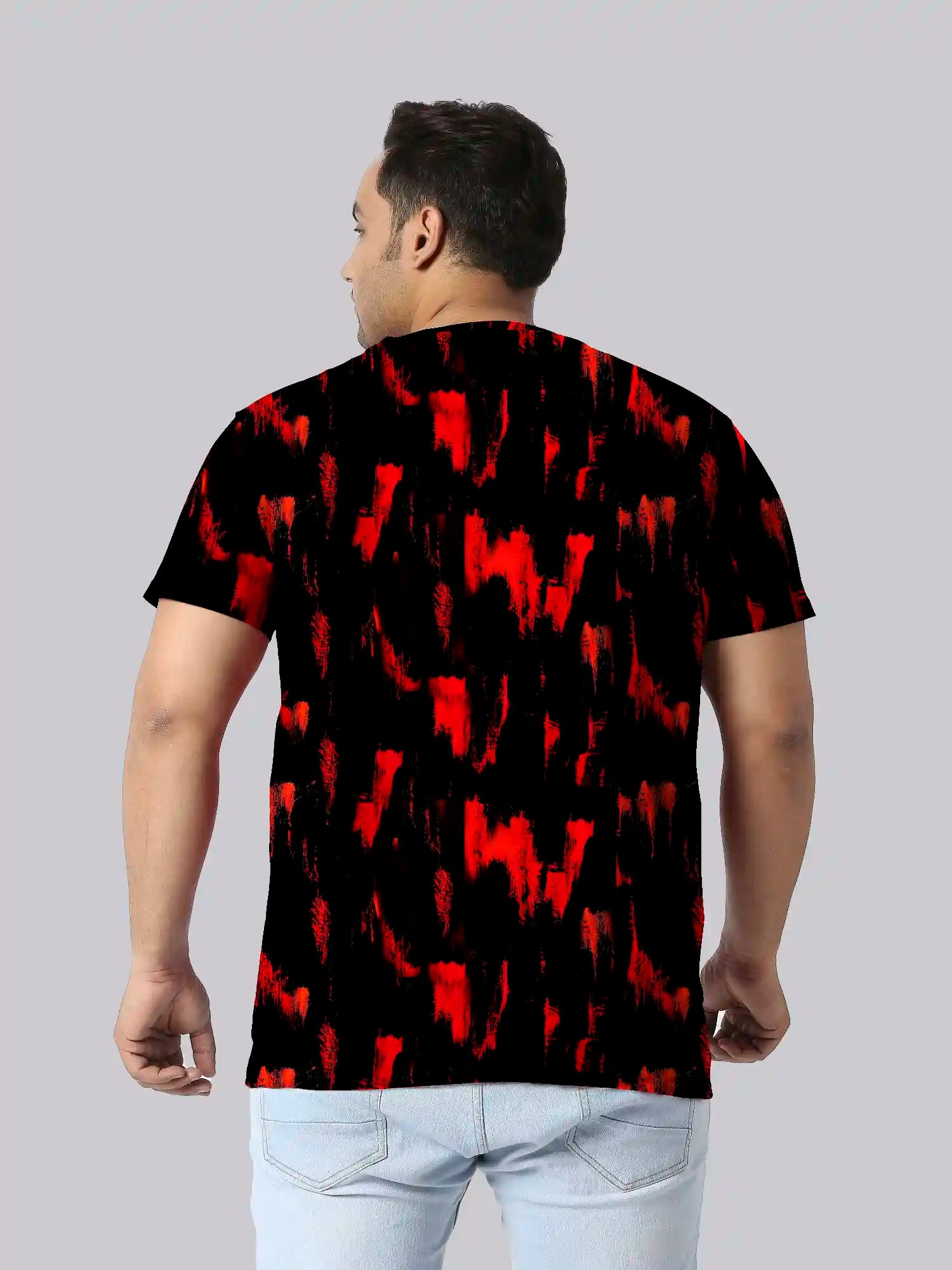 Streaks and Patches Digital Printed Plus Size T-shirt