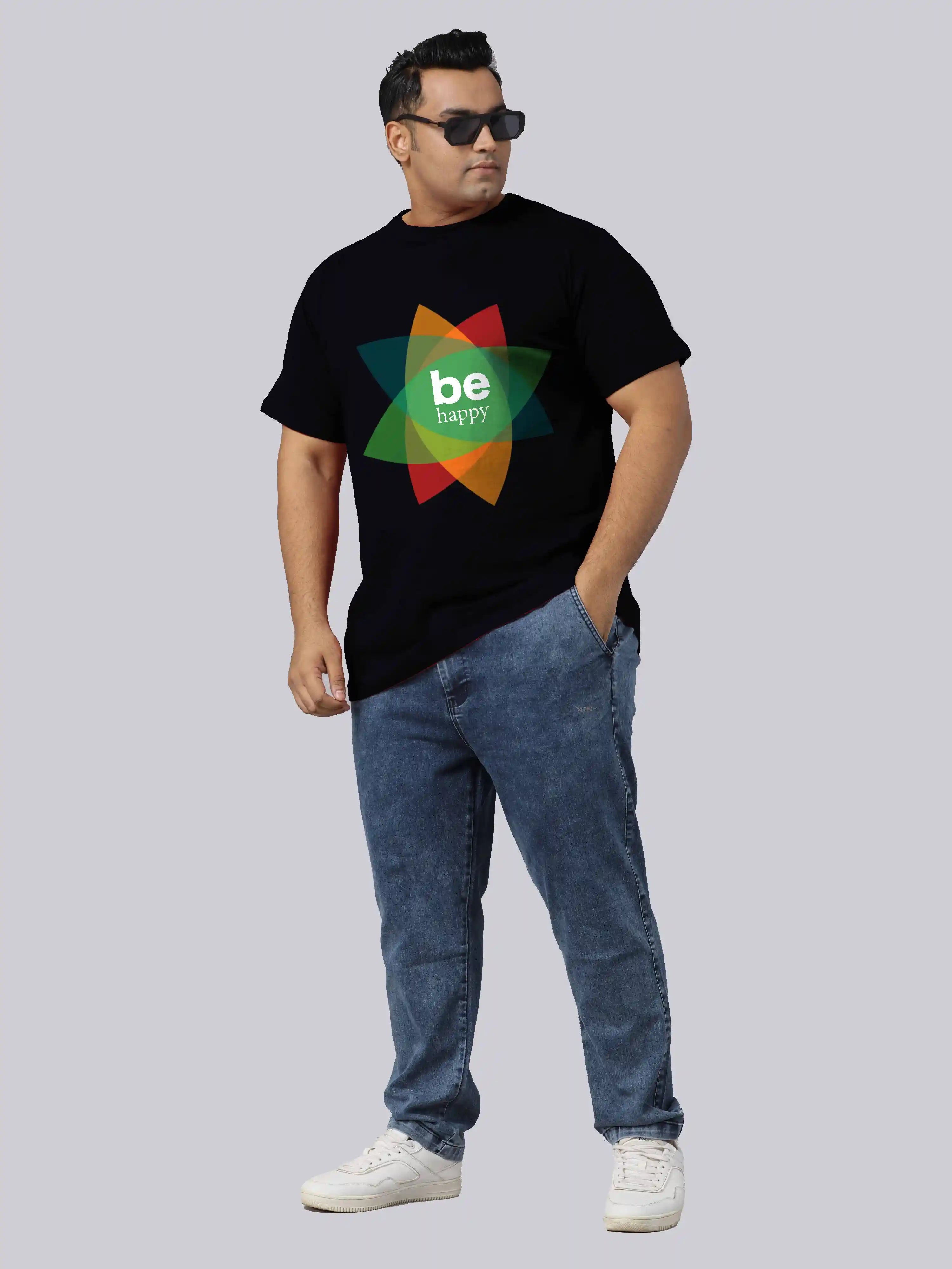 Be Happy Digital Printed Plus Size T-shirt