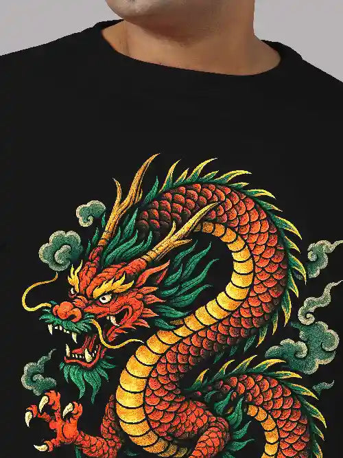 Chinese Dragon Digital Printed Plus Size T-shirt