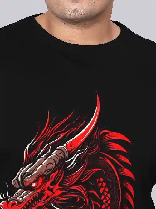 Red Dragon Digital Printed Plus Size T-shirt