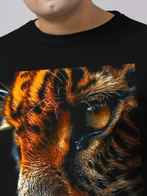 Fierce Tiger Head Digital Printed Plus Size T-shirt
