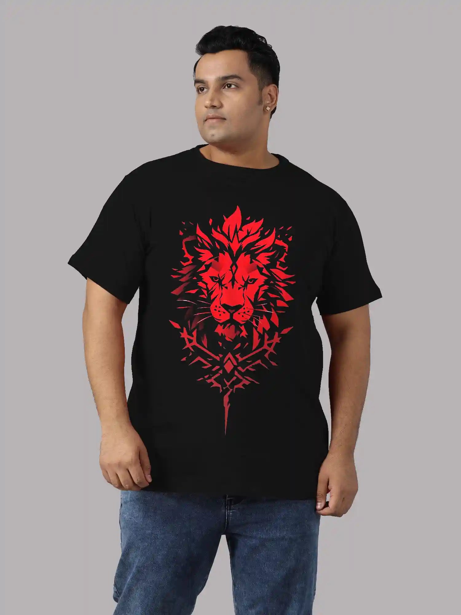 Lion Face Digital Printed Plus Size T-shirt