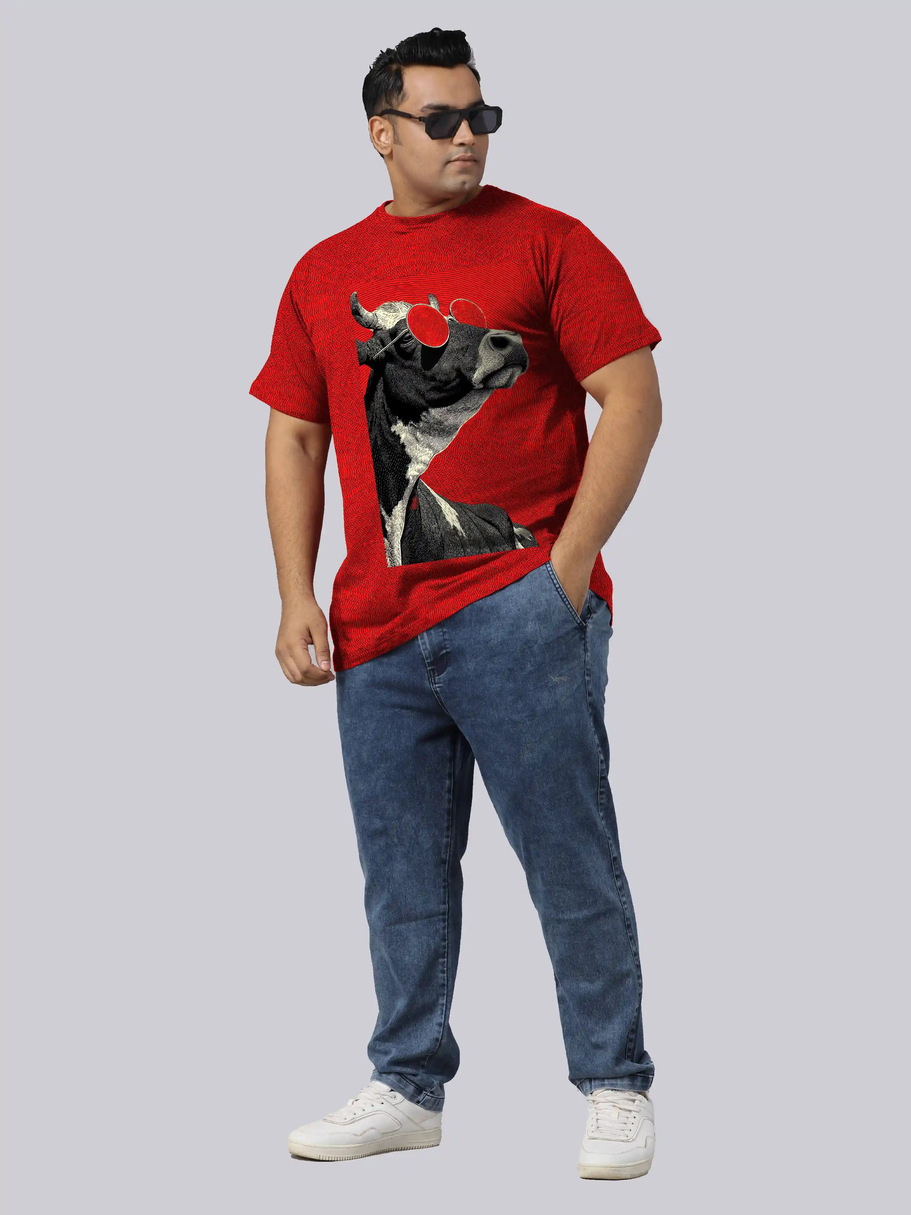 Cow Digital Printed Plus Size T-shirt