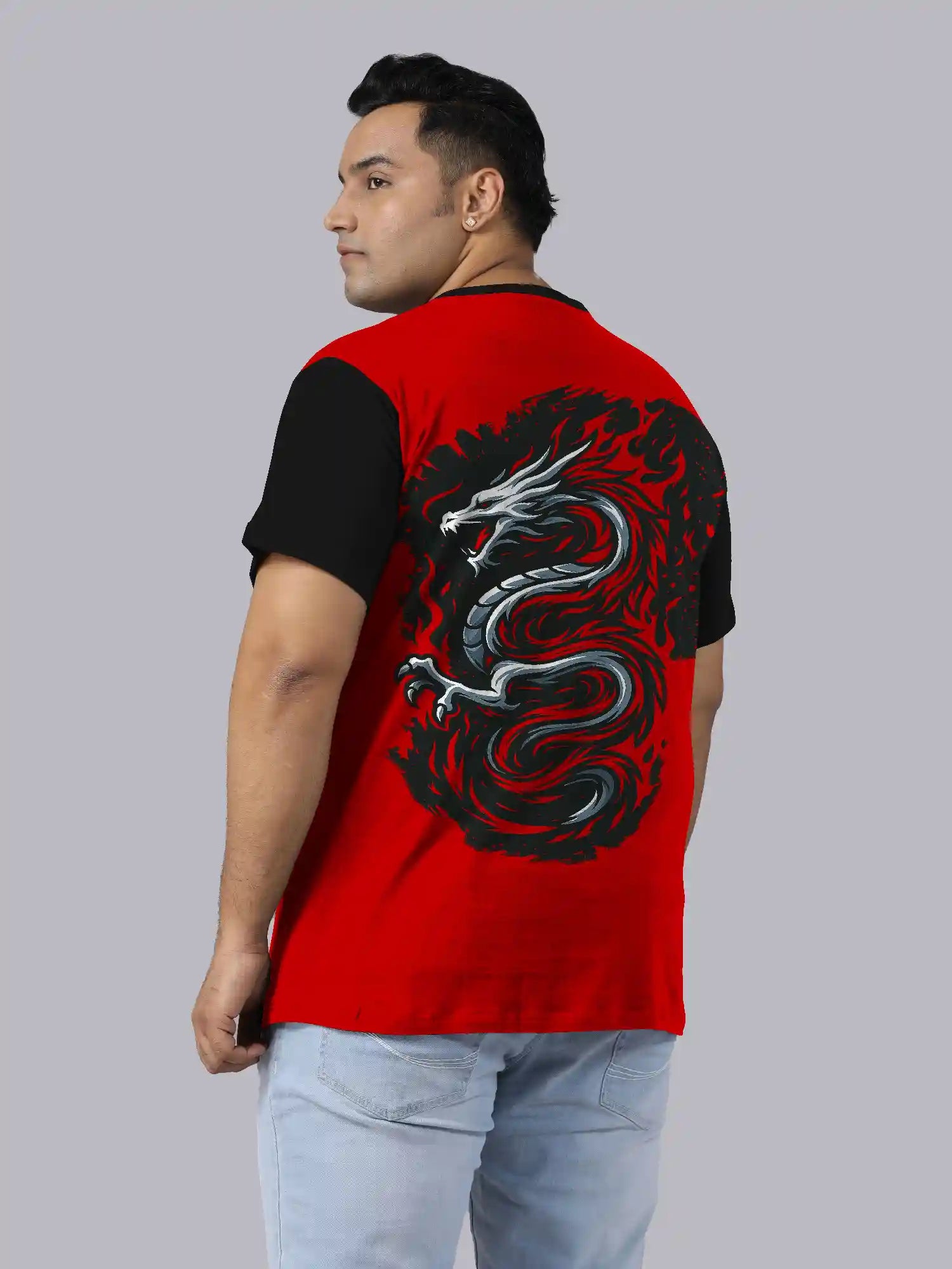 Black Dragon Digital Printed Plus Size T-shirt