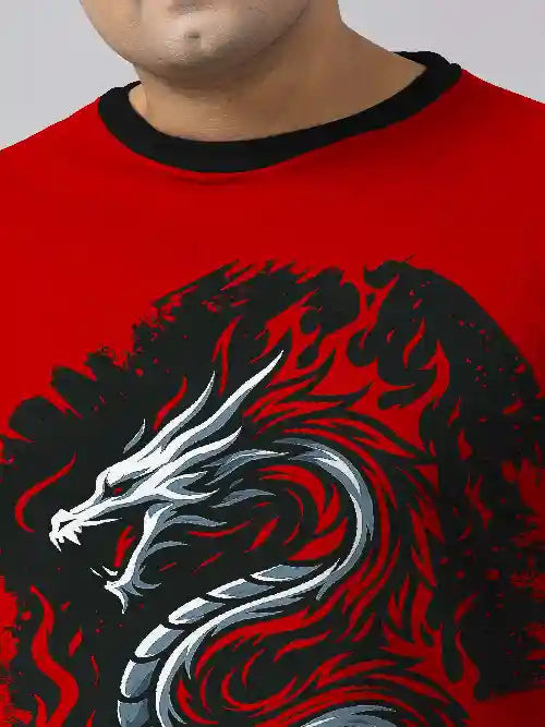 Black Dragon Digital Printed Plus Size T-shirt