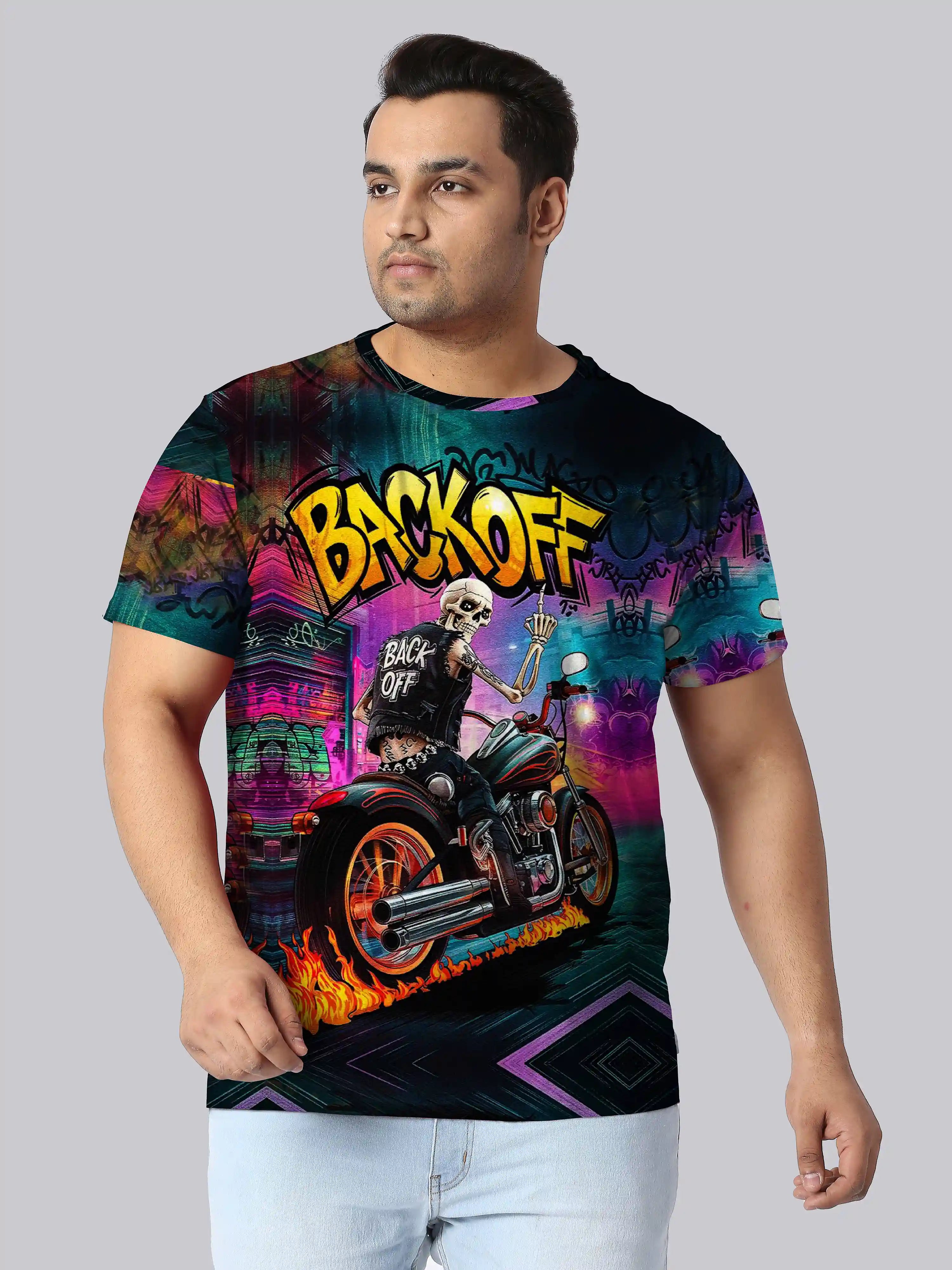 Back Off Digital Printed Plus Size T-shirt