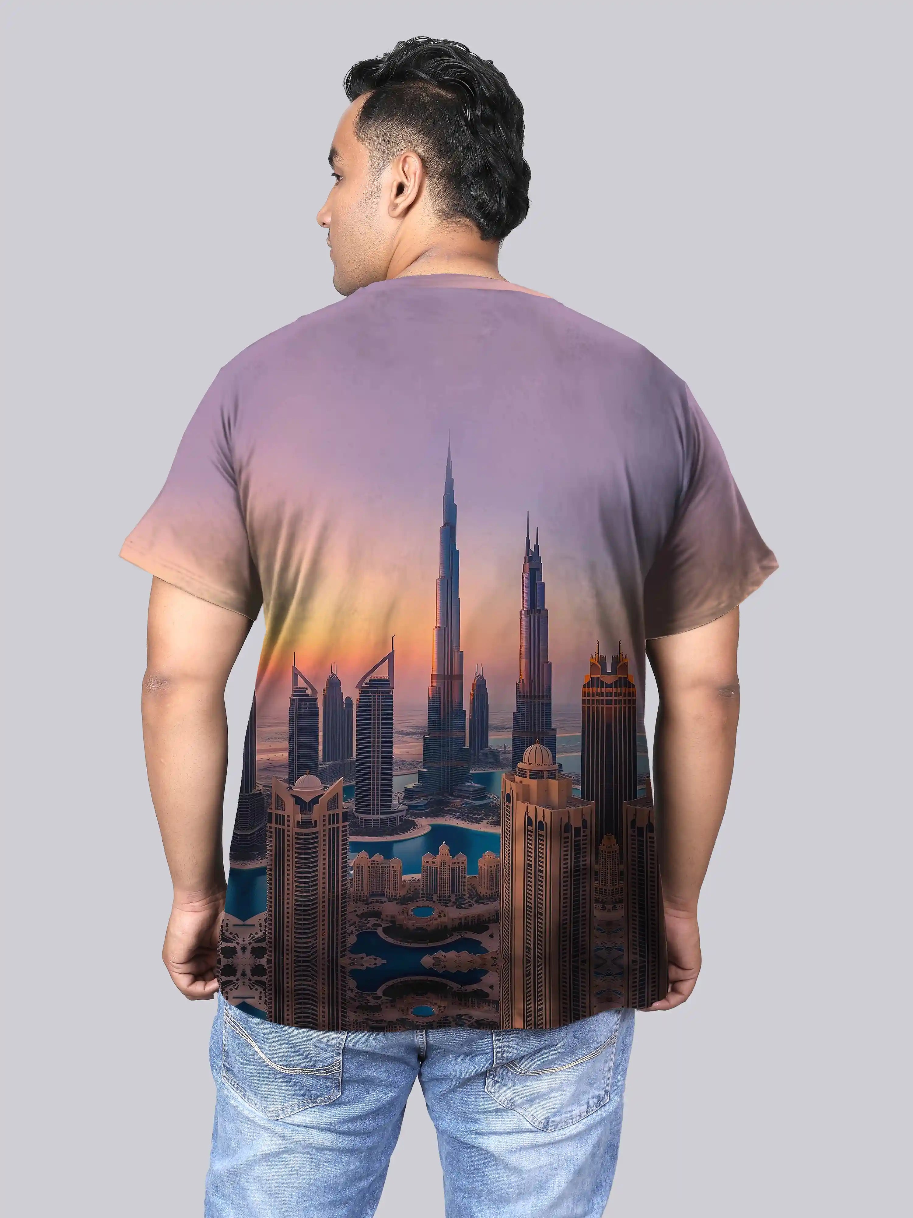 Burj Khalifa Building Digital Printed Plus Size T-shirt
