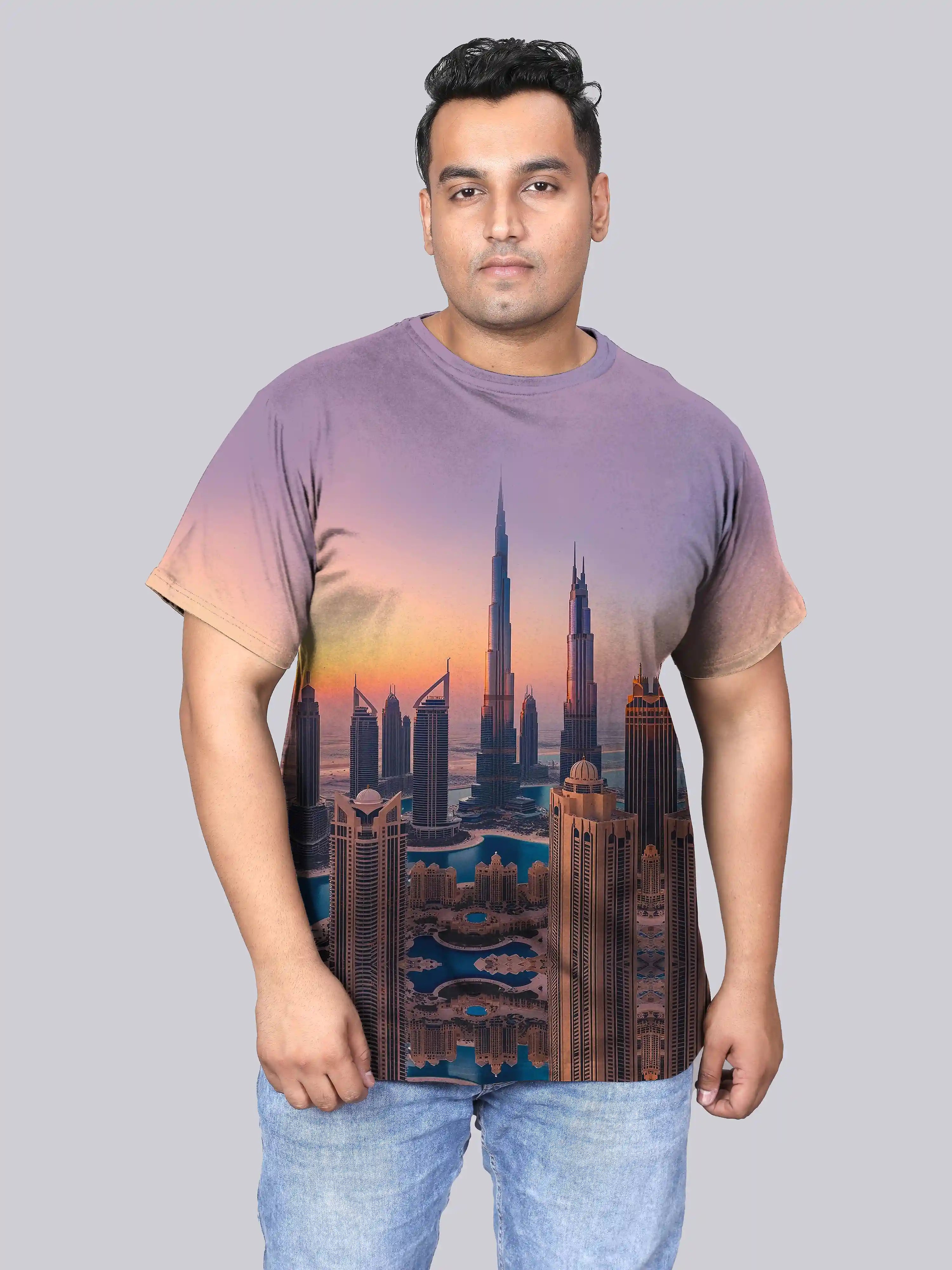 Burj Khalifa Building Digital Printed Plus Size T-shirt