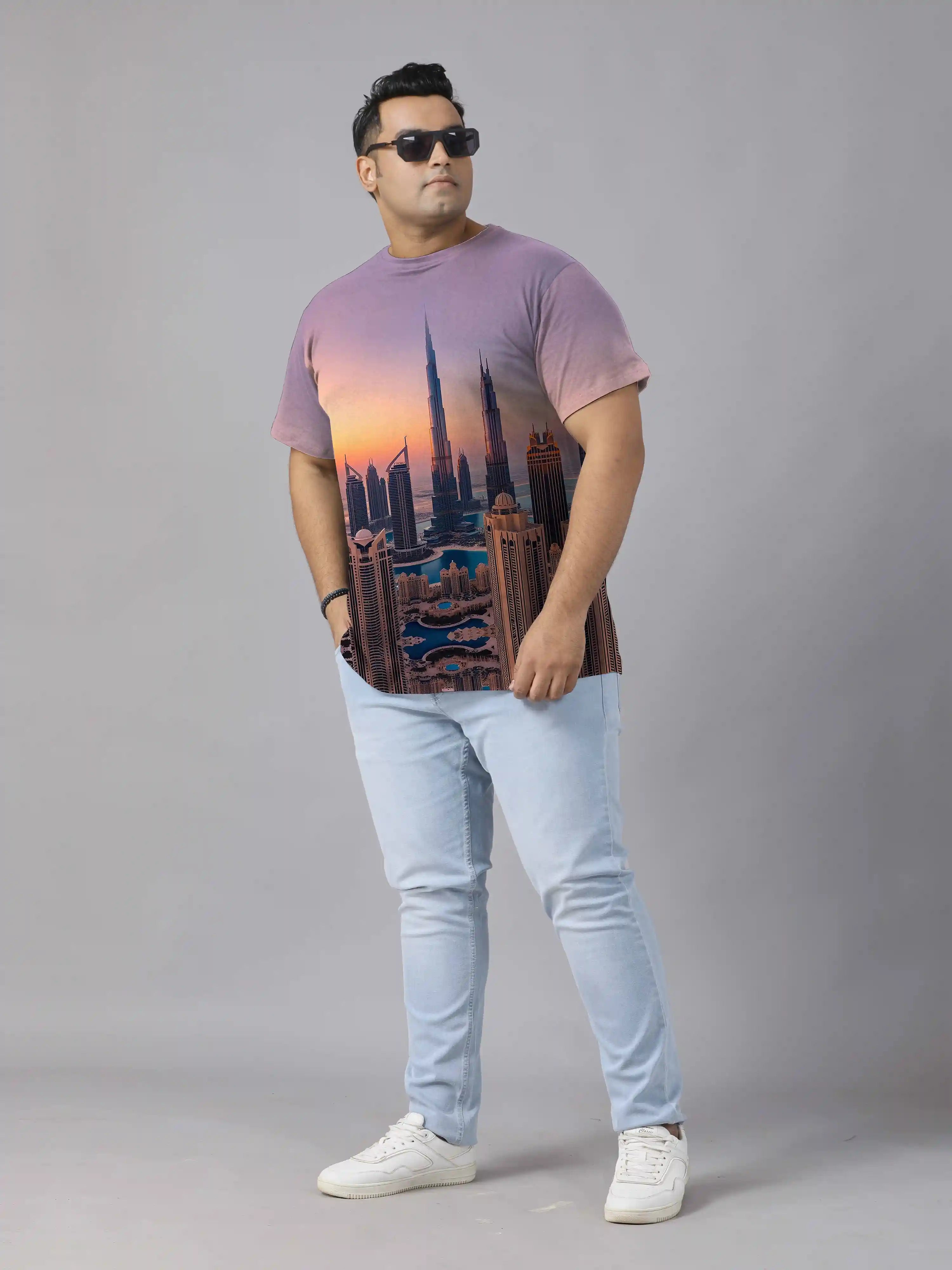 Burj Khalifa Building Digital Printed Plus Size T-shirt