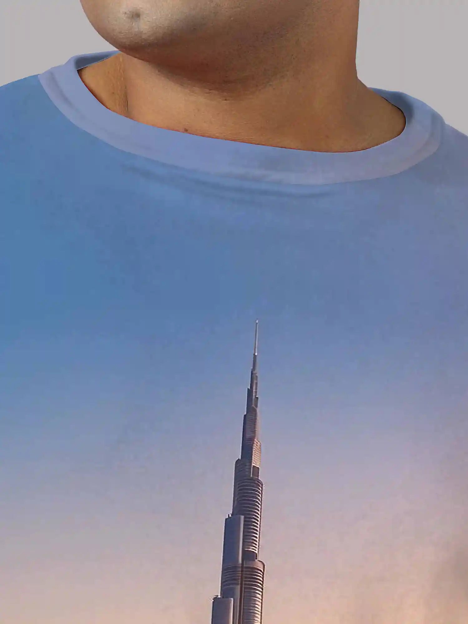 Burj Khalifa Tower Digital Printed Plus Size T-shirt