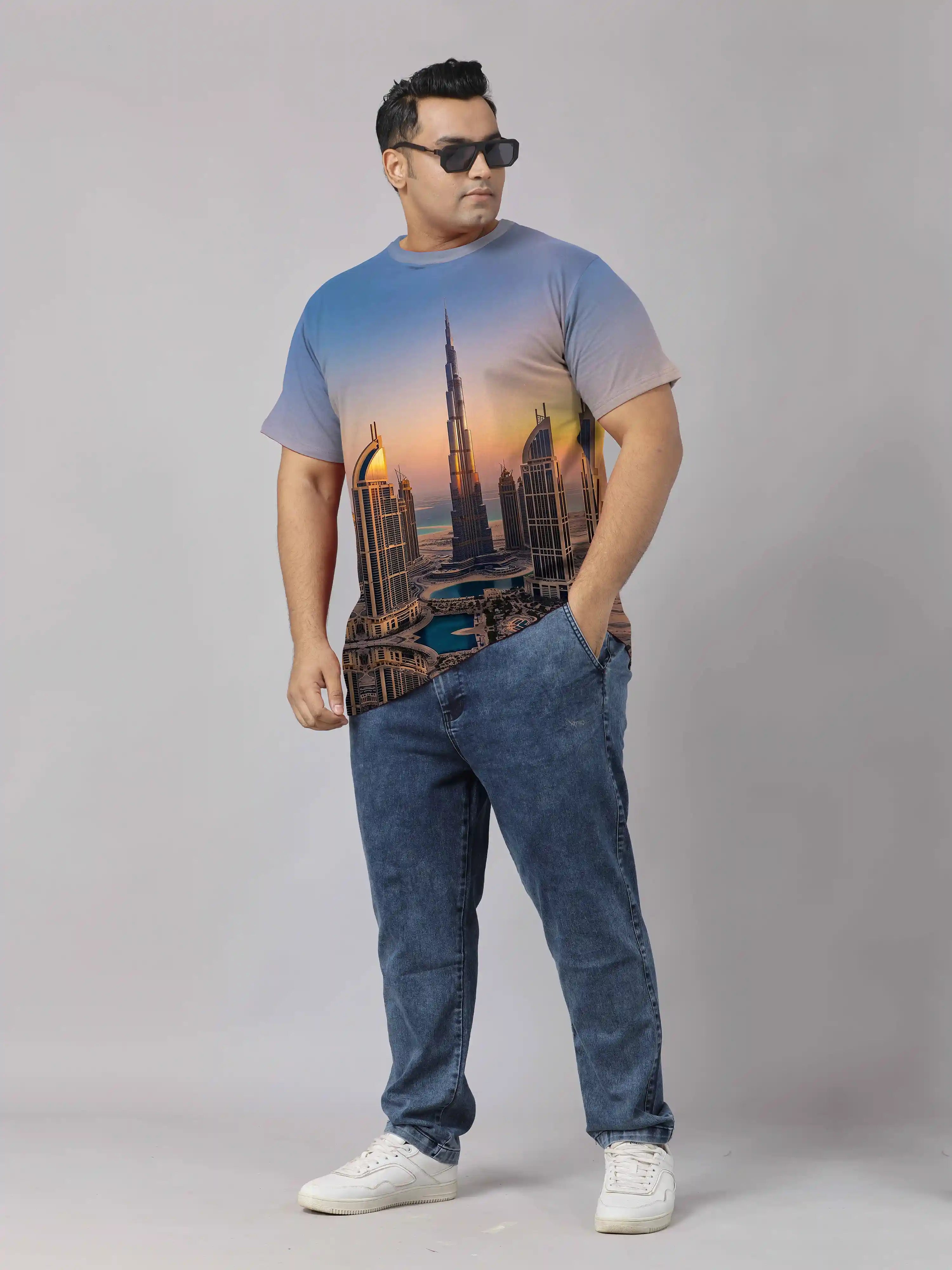 Burj Khalifa Tower Digital Printed Plus Size T-shirt