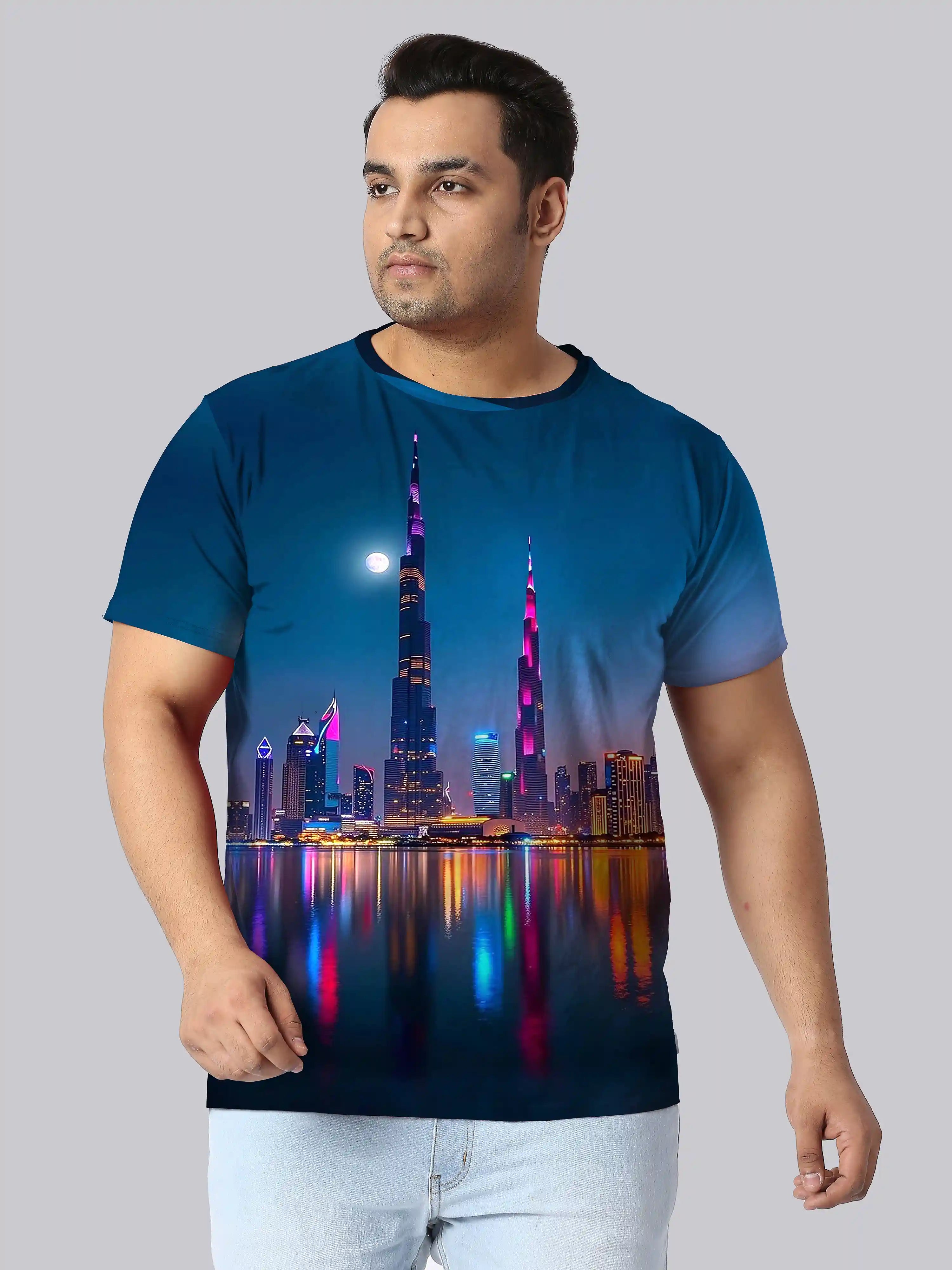 Burj Khalifa Digital Printed Plus Size T-shirt