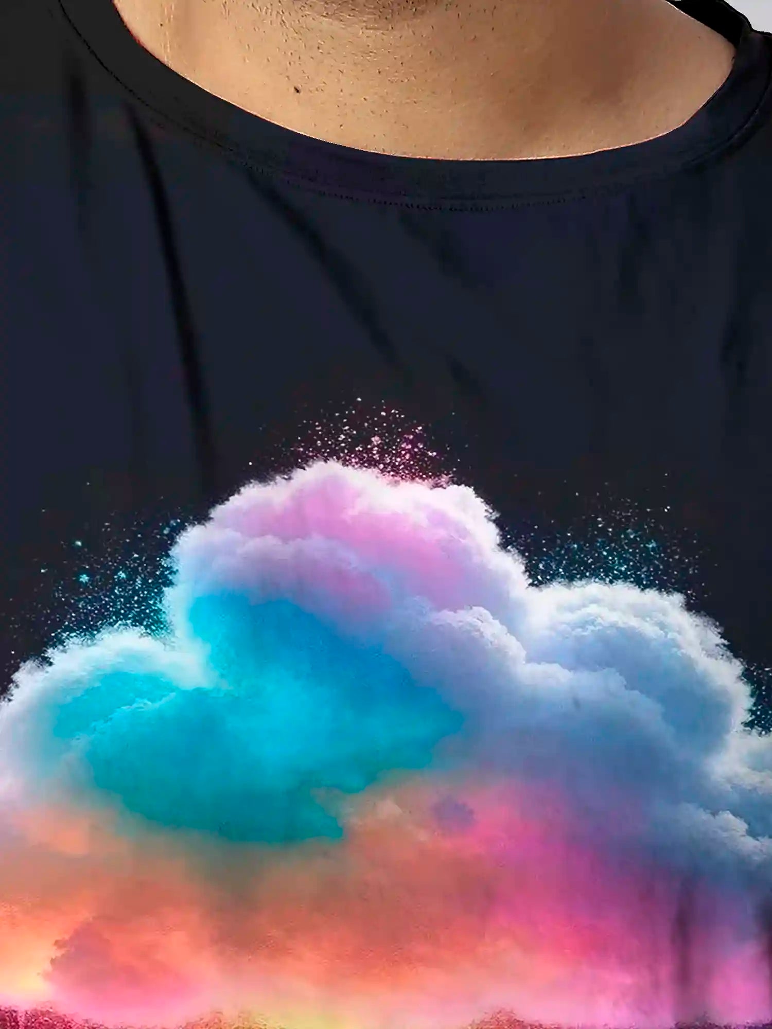 Cloud Raining Digital Printed Plus Size T-shirt