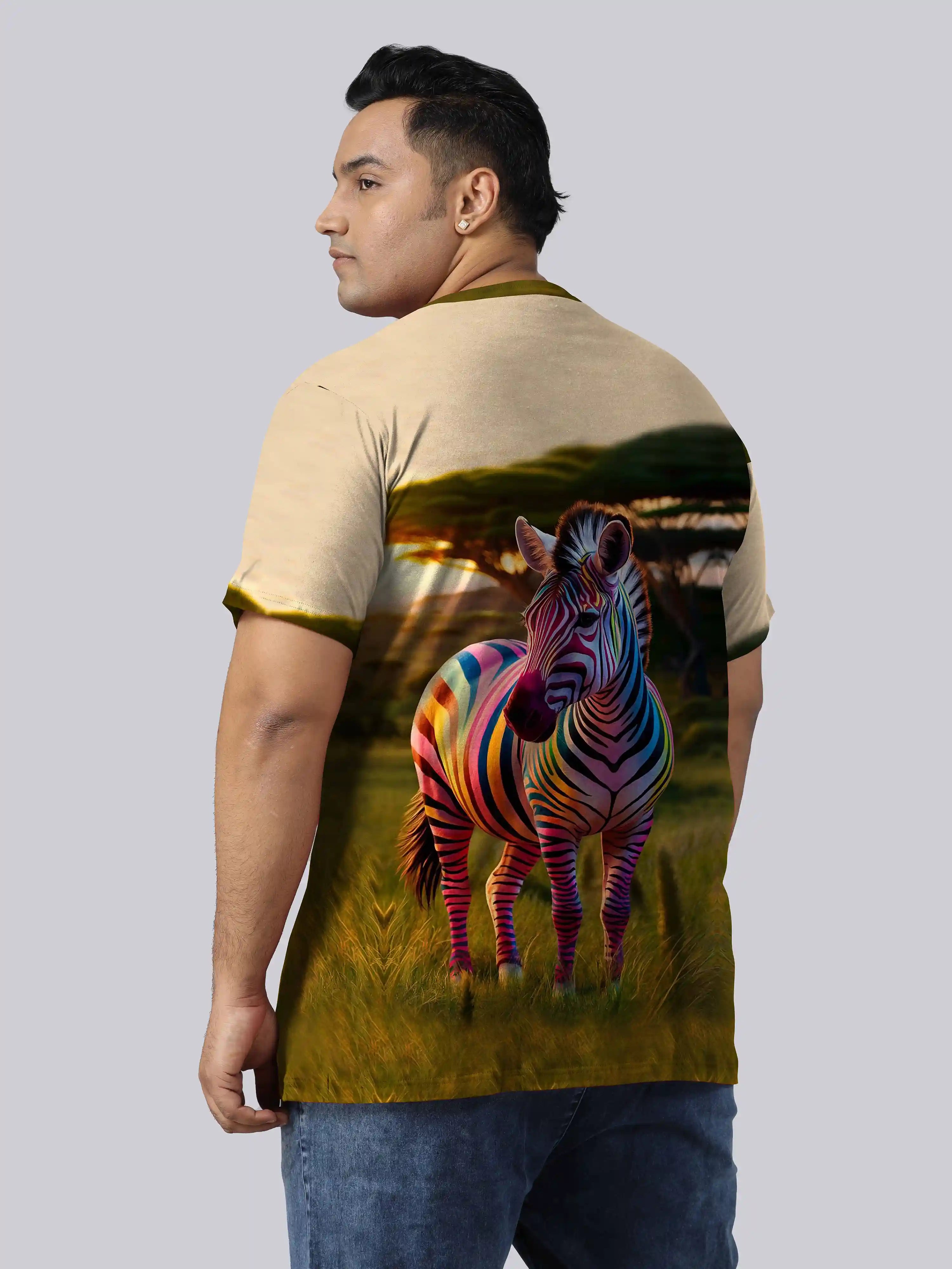 Colorful Zebra Digital Printed Plus Size T-shirt