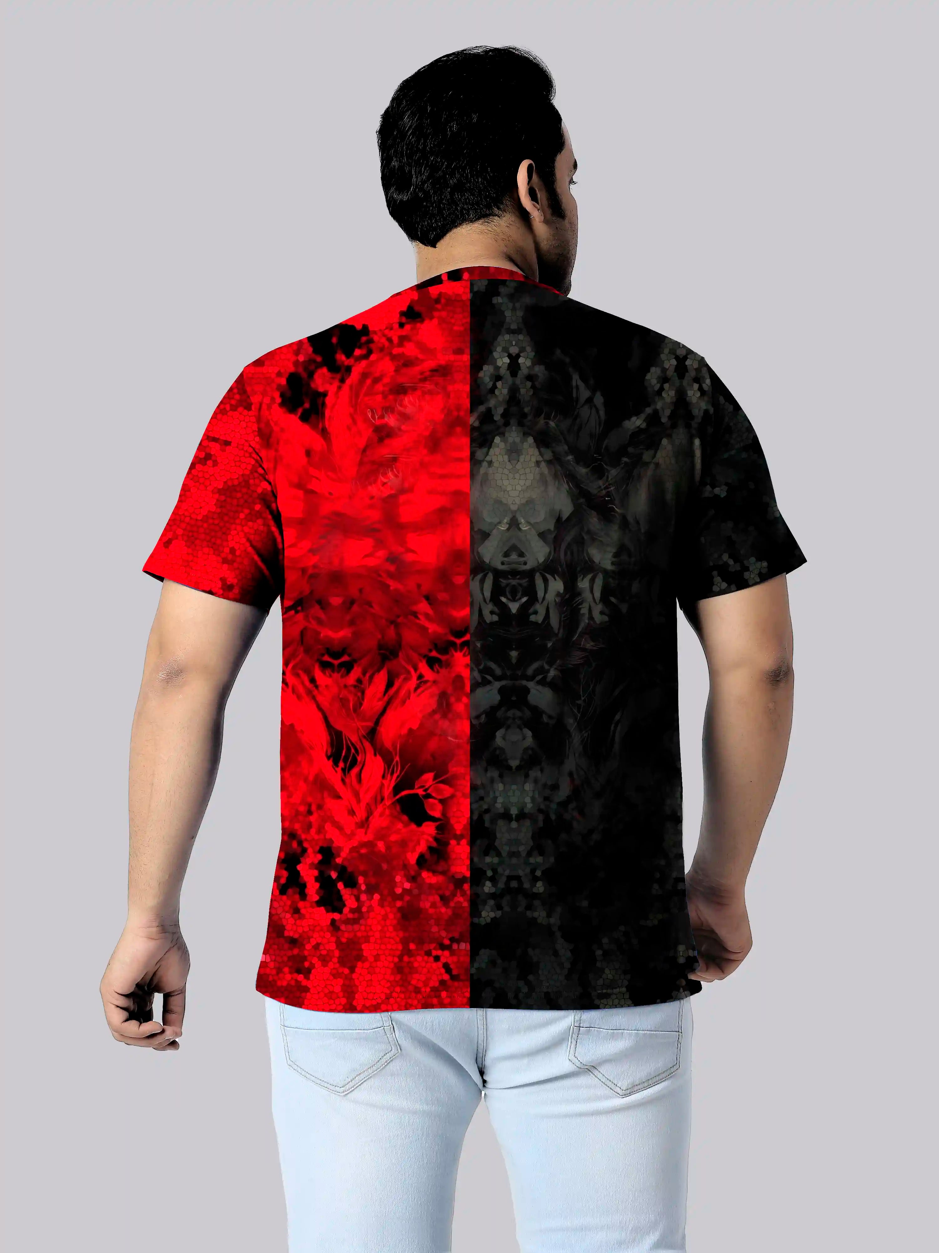 Wolf Head Digital Printed Plus Size T-shirt